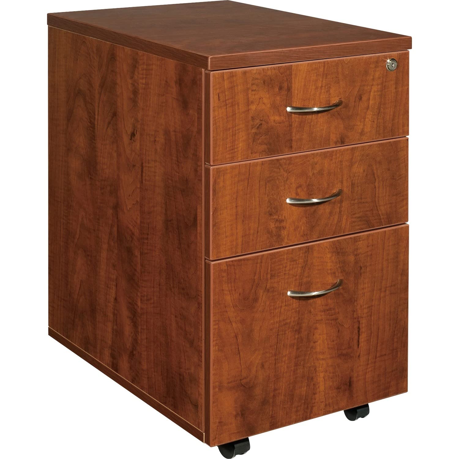 Lorell 69430 Mobile File Cabinet Pedestal - 16x22x28.25 Inches, Cherry Finish - Organize Office Documents & Supplies - Perfect for Home Office, Business, or School Use