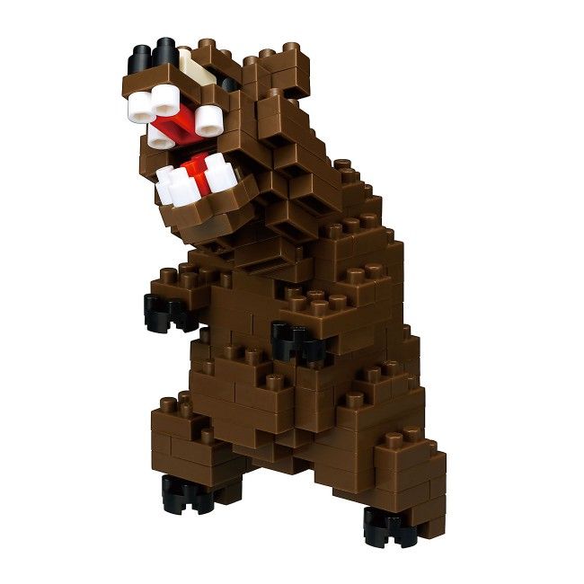 Premium Nanoblock Grizzly Bear Building Kit NBC 222 - Fun DIY Model for Kids & Adults, Perfect for Home Decor, Office Display & Creative Gift Idea