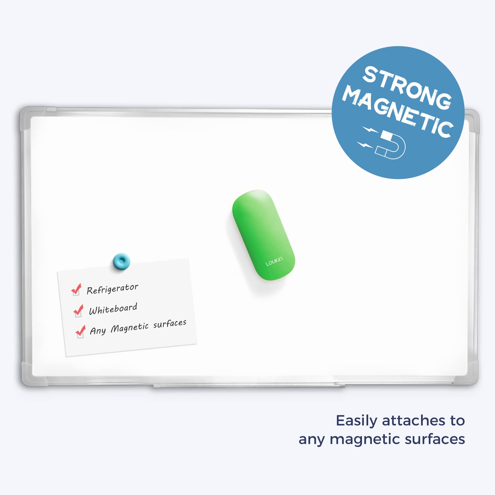 Magnetic Whiteboard Eraser with 3 Replaceable Felt Pads - 4-in-1 Glass Dry Erase Board Cleaner Kit Includes 3.4 fl oz Whiteboard Cleaner (Green) - Perfect for Classrooms, Offices & Home Use