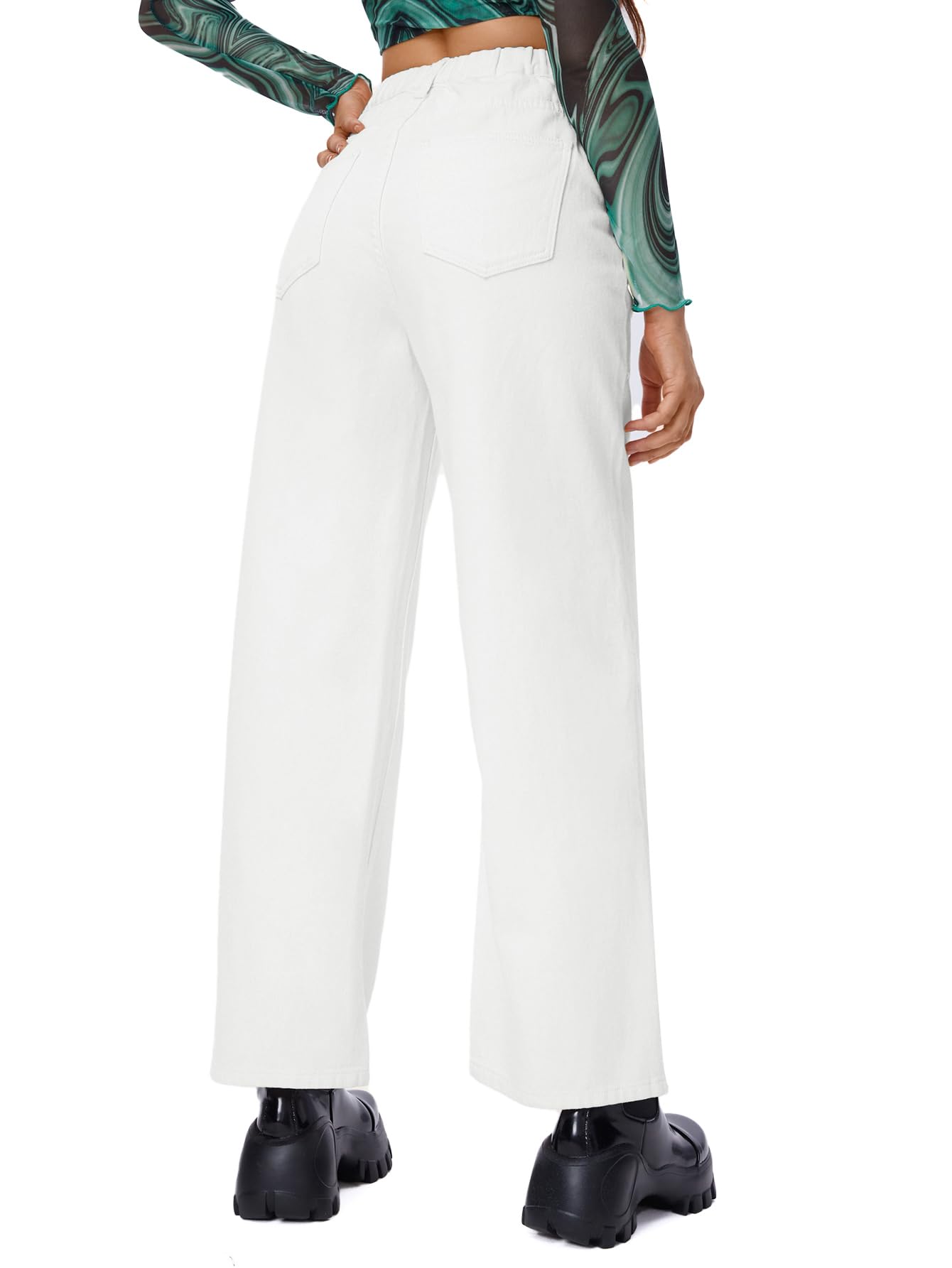 SweatyRocks Women's High Waist Wide Leg Jeans - Loose Fit Casual Straight Denim Pants for Everyday Wear | Perfect for Work, Weekend & Street Style Fashion