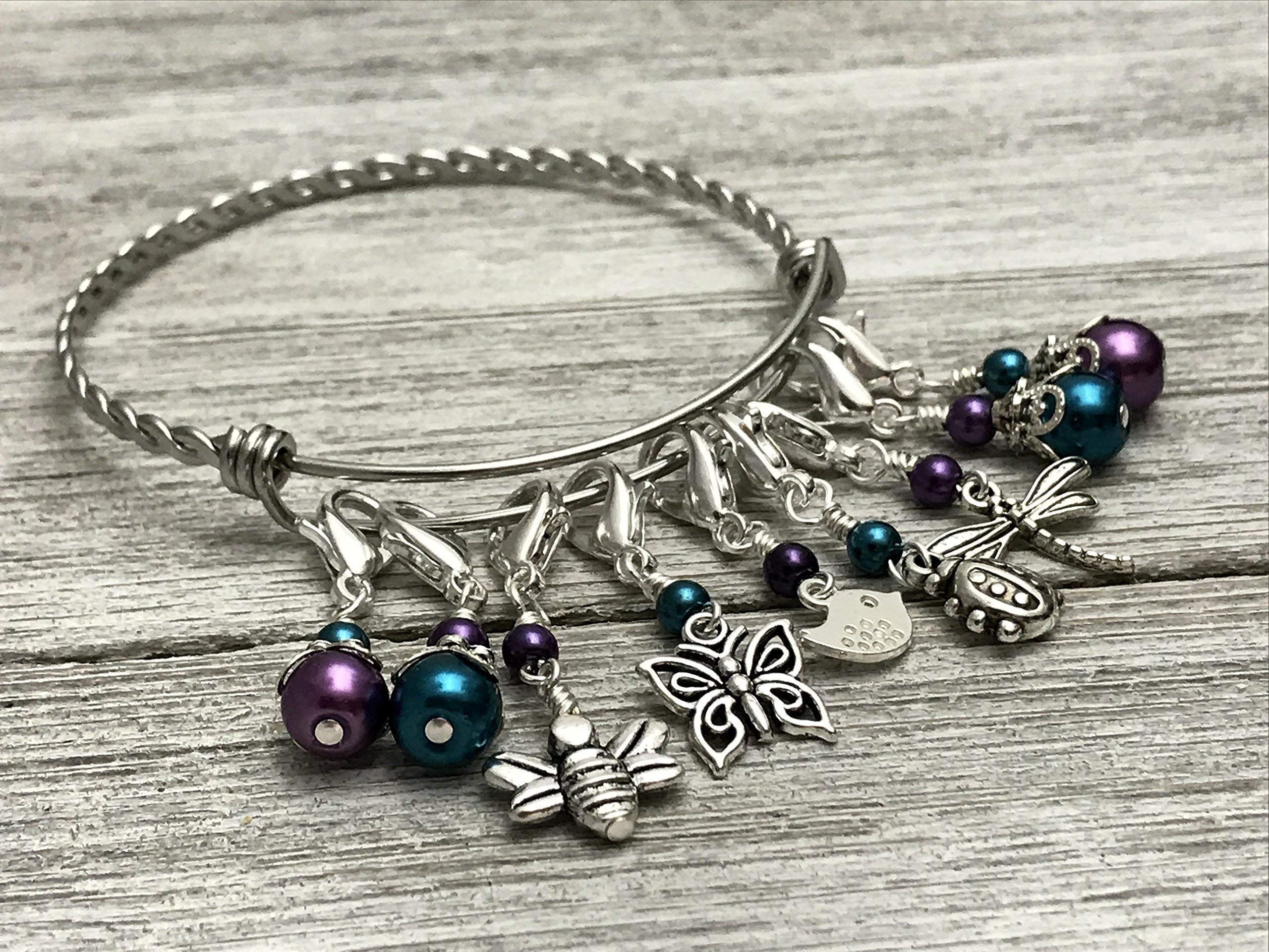9-Piece Stitch Marker Charm Bracelet for Knitting & Crochet - Summer Friends Design | Perfect for Yarn Crafts, DIY Projects & Gift Giving