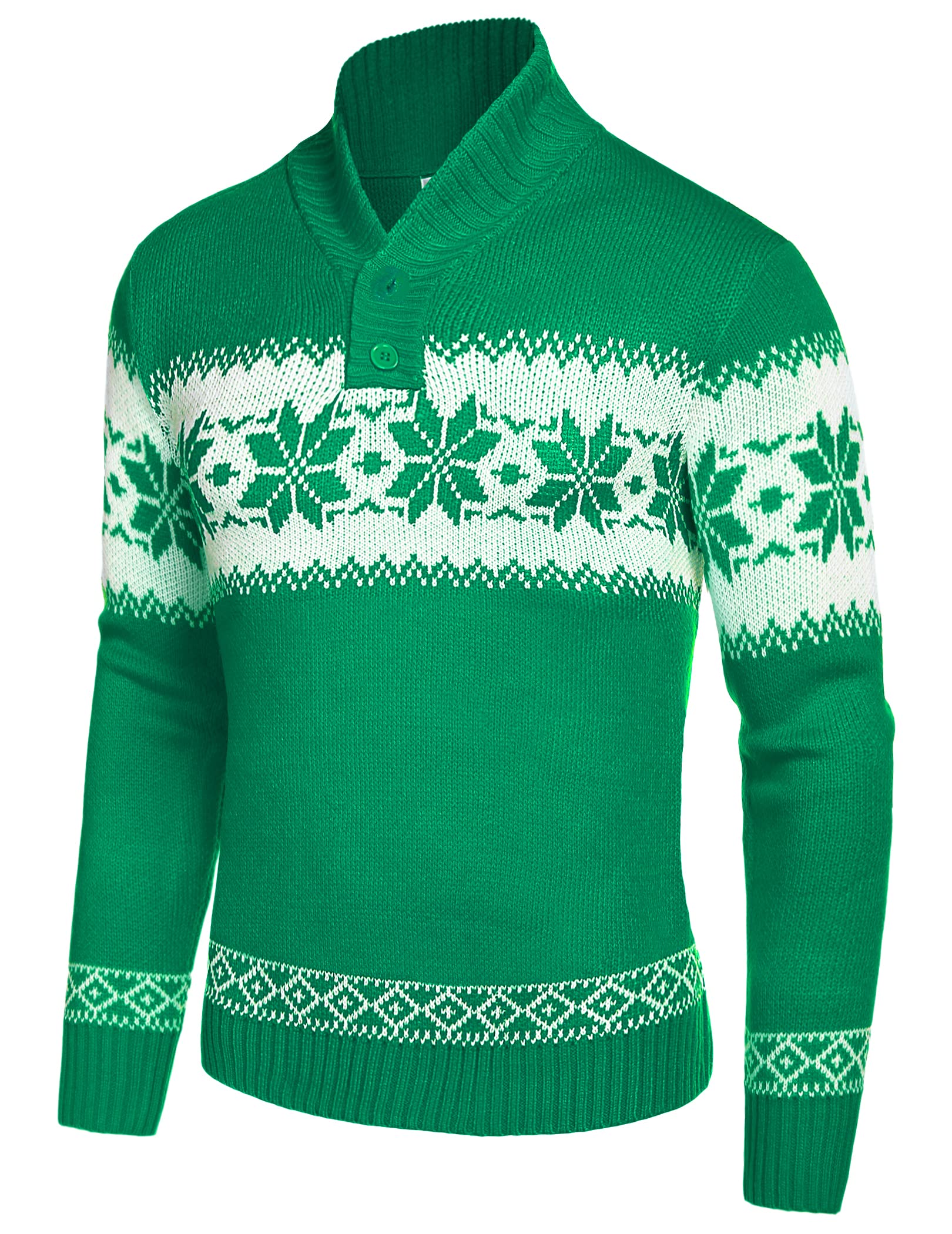 COOFANDY Men's Ugly Christmas Sweater - Festive Snowflake Knit Pullover for Holiday Parties & Casual Winter Wear