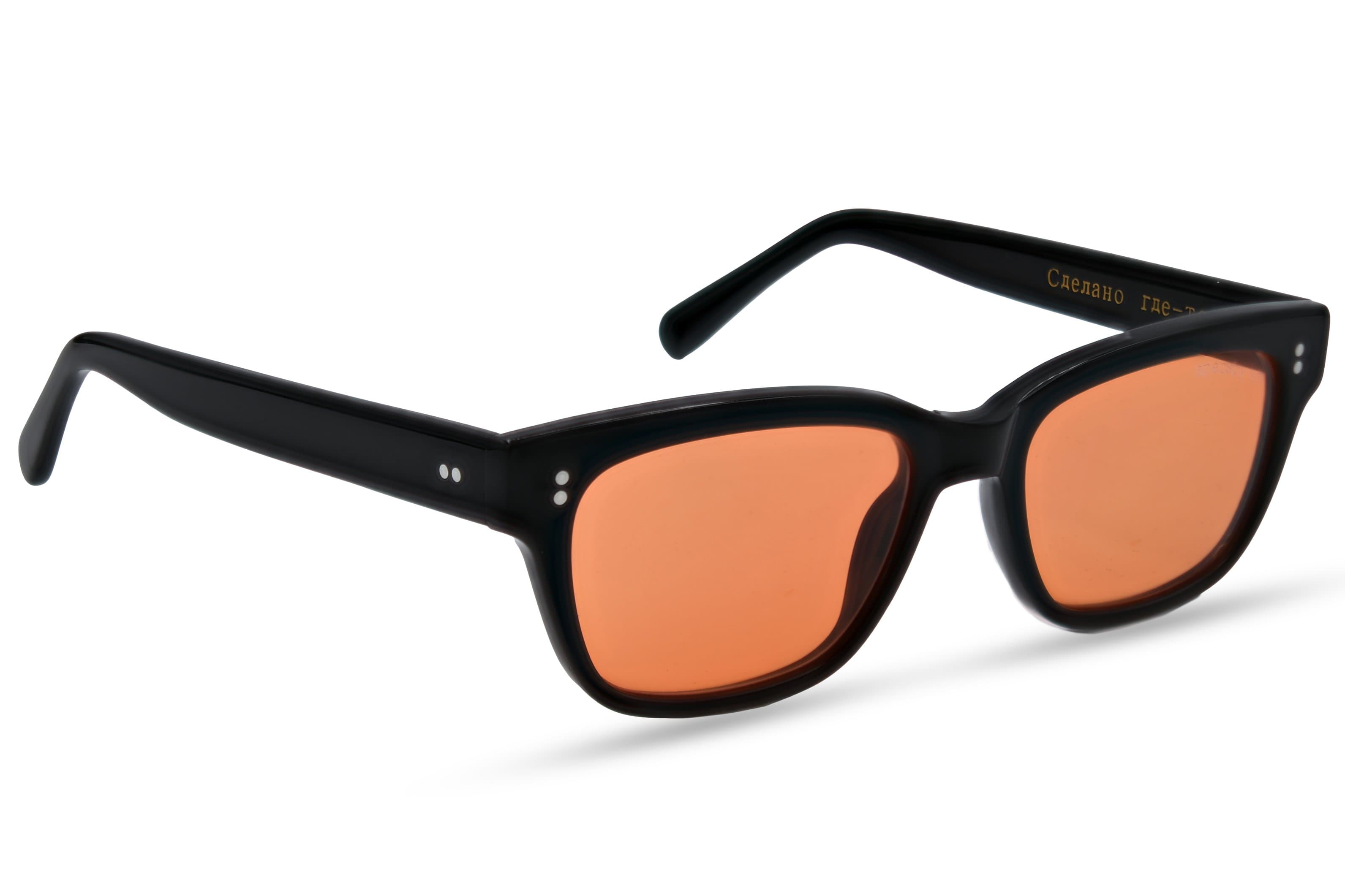 Black Rectangle Sunglasses for Men & Women - Polarized UV Protection - Orange Lens - Stylish & Lightweight for Driving, Beach & Outdoor Activities
