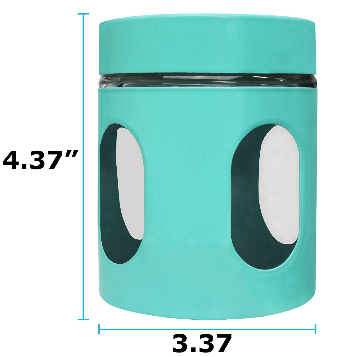Blue Donuts 21 Oz Glass Jars with Airtight Lids - Clear Glass Kitchen Canisters for Food Storage, 621 ML Airtight Pantry Containers in Turquoise - Perfect for Coffee, Tea, Sugar, Flour & Spice Organization