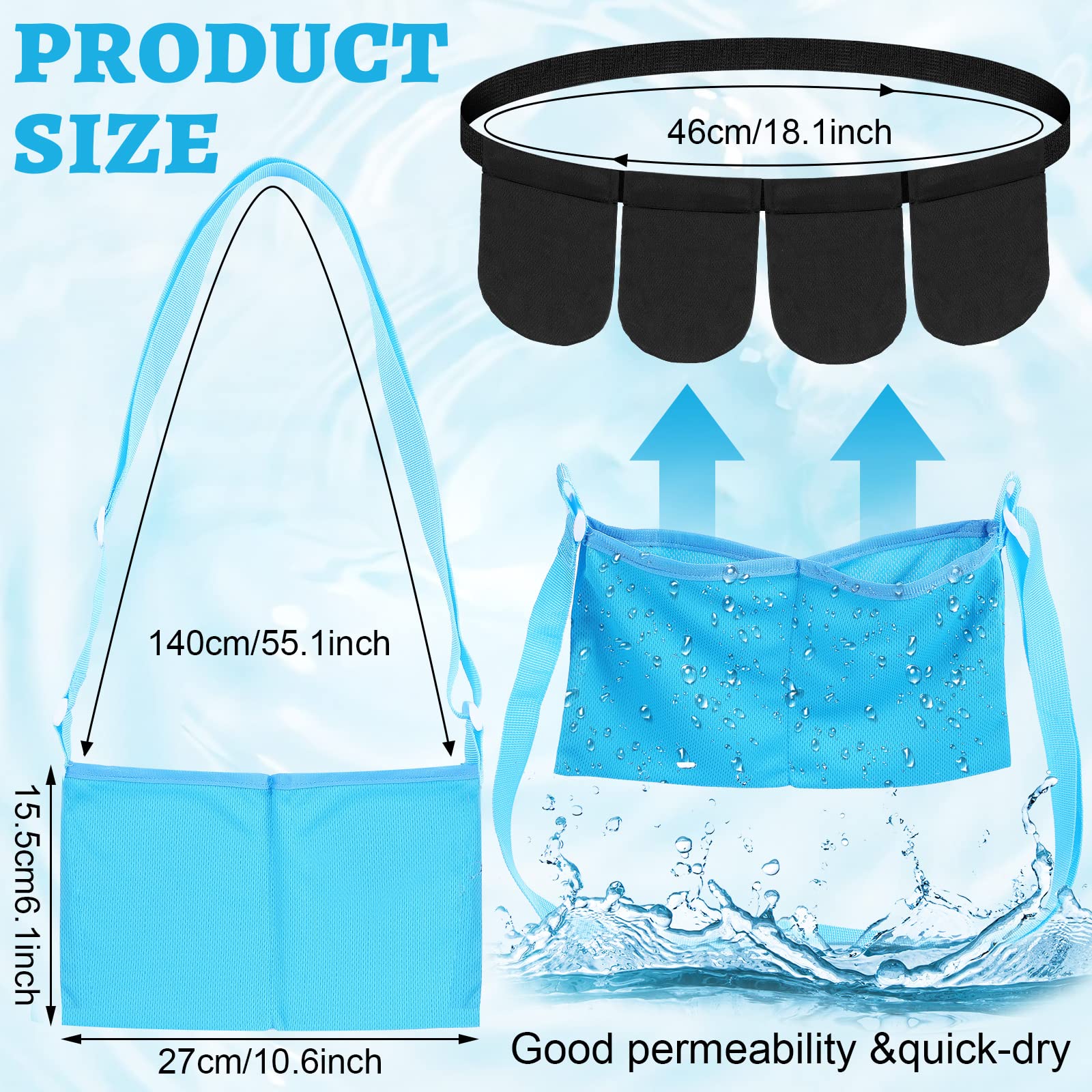 **Tondiamo Adjustable Mastectomy Drain Holder Pouch with Shower Bag - Post-Surgery Recovery Drainage Pouch for Breast Cancer & Tummy Tuck - 2 & 4 Pockets (Black, Blue) - Ideal for Comfortable Recovery at Home or Hospital**