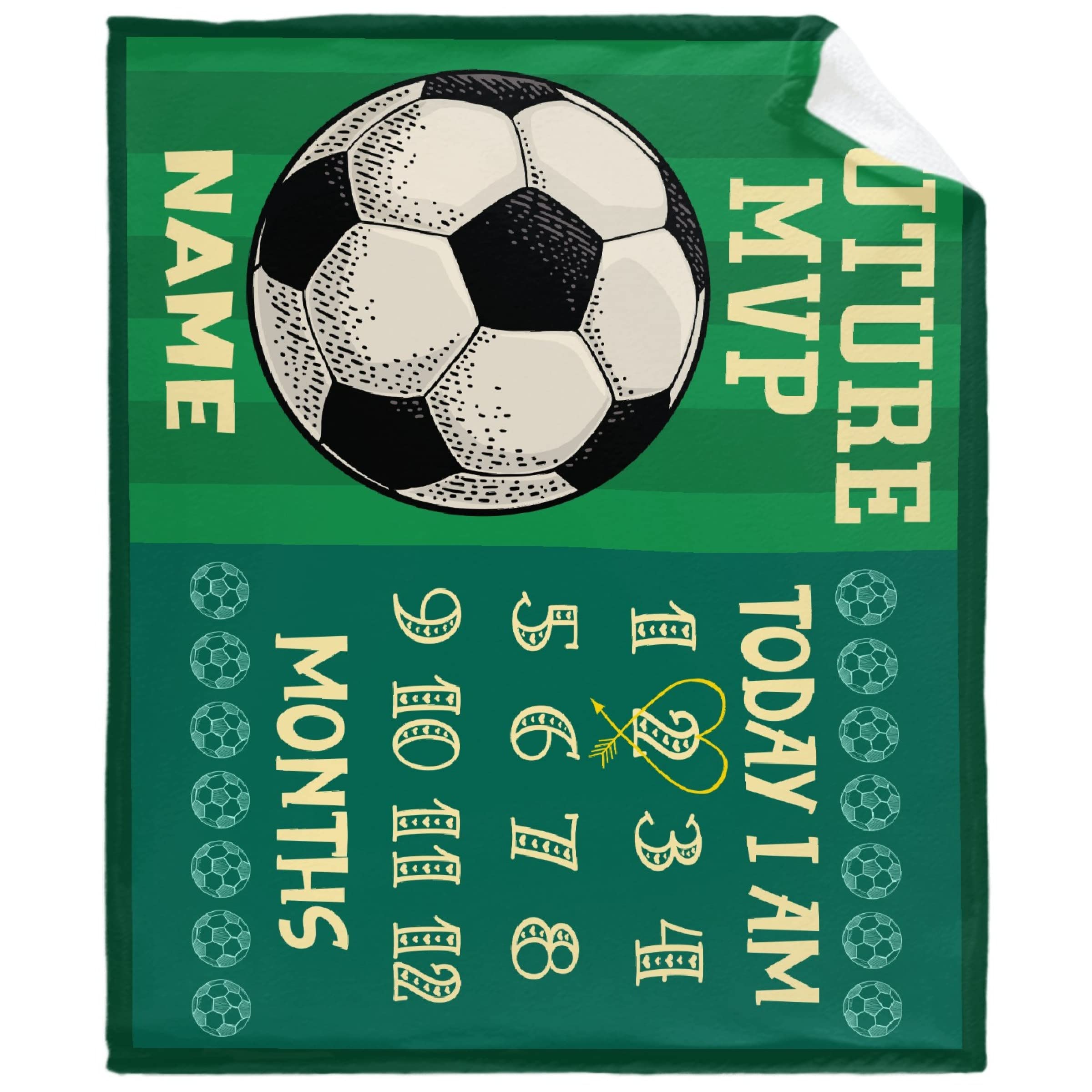 Personalized Baby Milestone Blanket with Name - Custom Soccer Theme Newborn Boy Girl Monthly Blanket 90