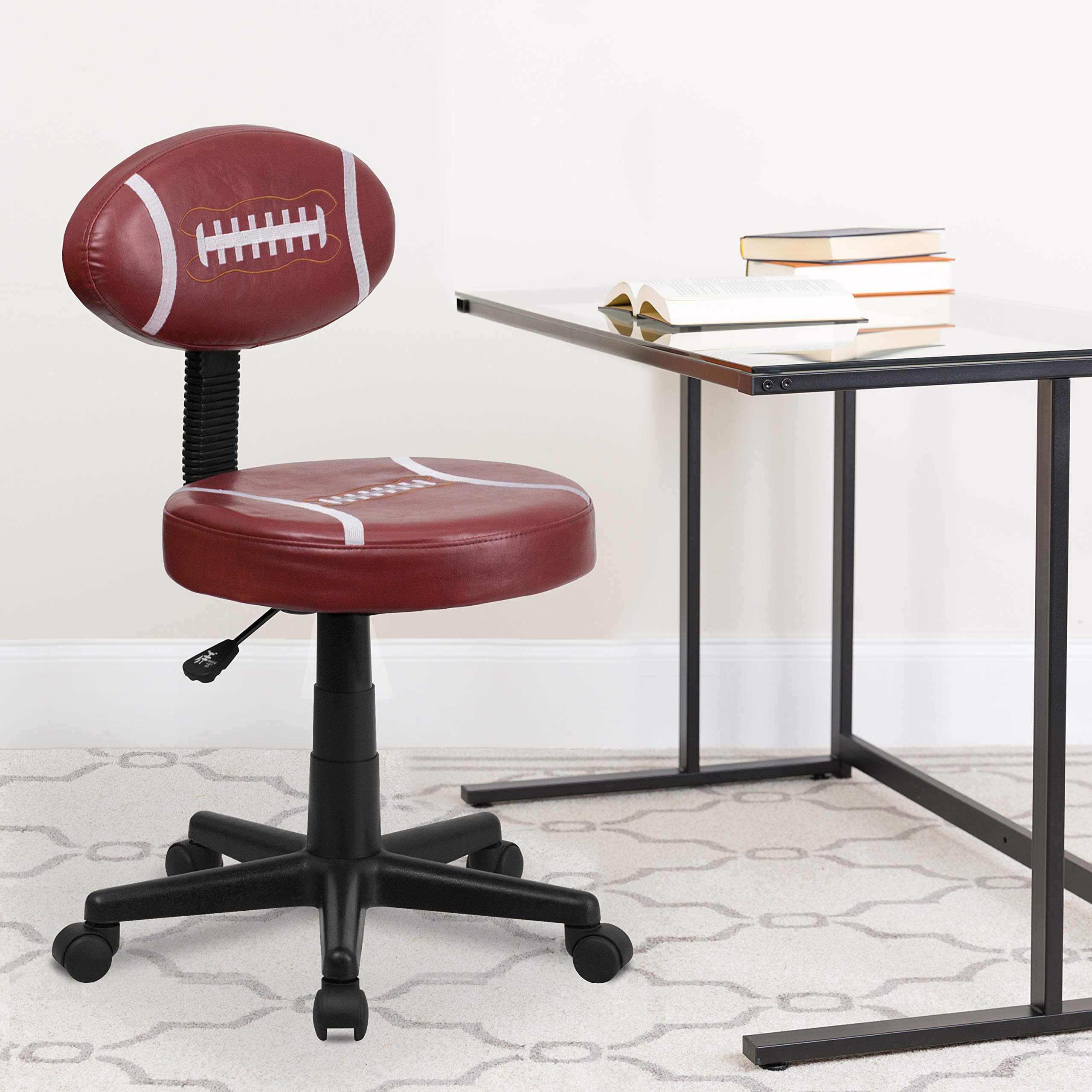 Flash Furniture Preston Brown Leather Swivel Task Office Chair - Ergonomic Desk Chair for Home & Office Workspaces, Gaming, and Study Sessions
