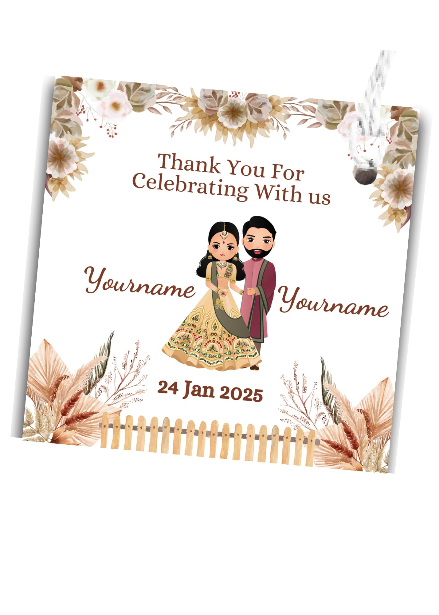 Personalized Yellow Thank You Gift Tags - 40 Pcs Wedding Mehendi Sangeet Anniversary Party Favors - Perfect for Bridal Shower, Mehndi Night & Reception Decorations