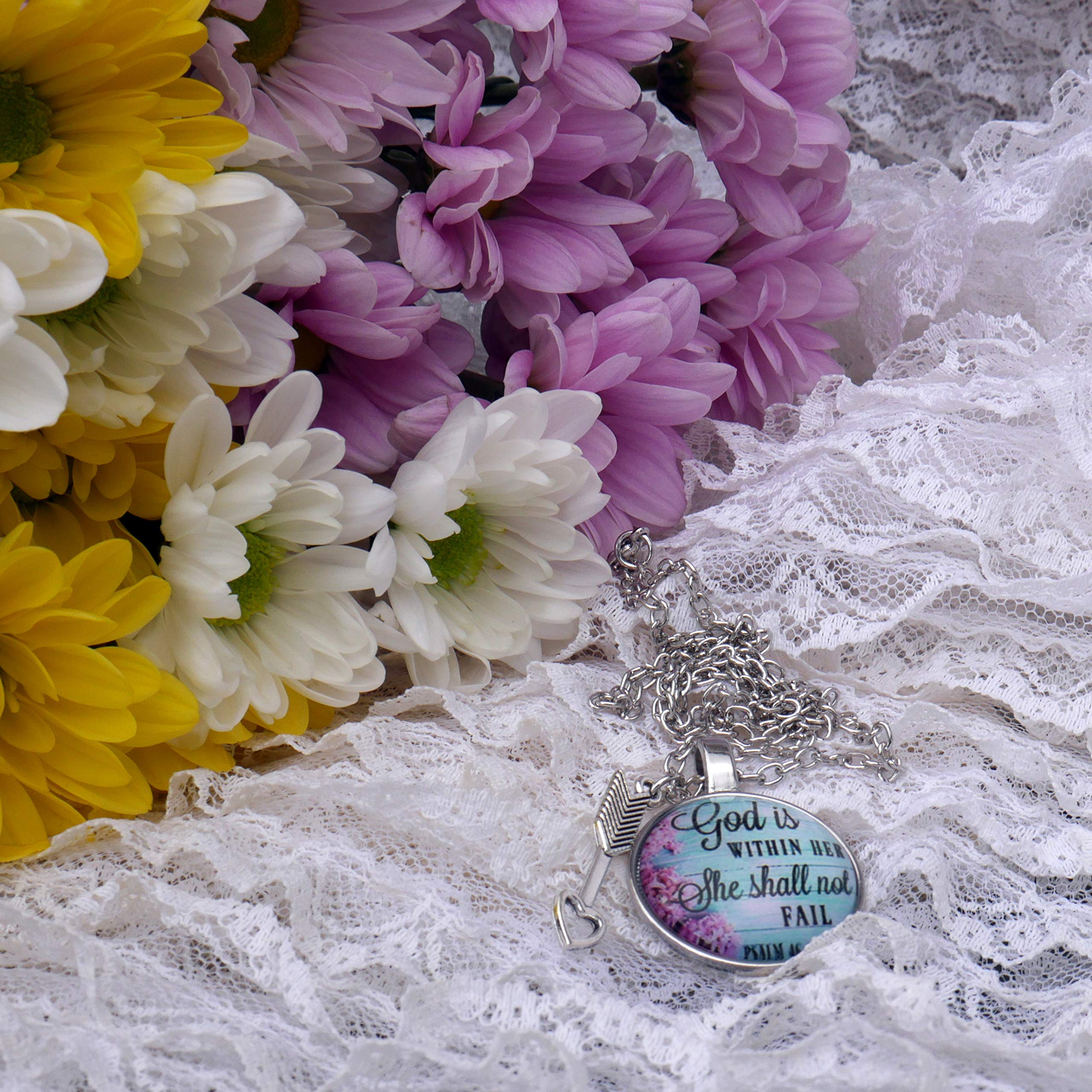 Christian Women's Psalm Pendant Necklace with Arrow - Religious Bible Jewelry for Women of Faith - Easter & Mother's Day Gift - Perfect for Church, Bible Study & Daily Wear