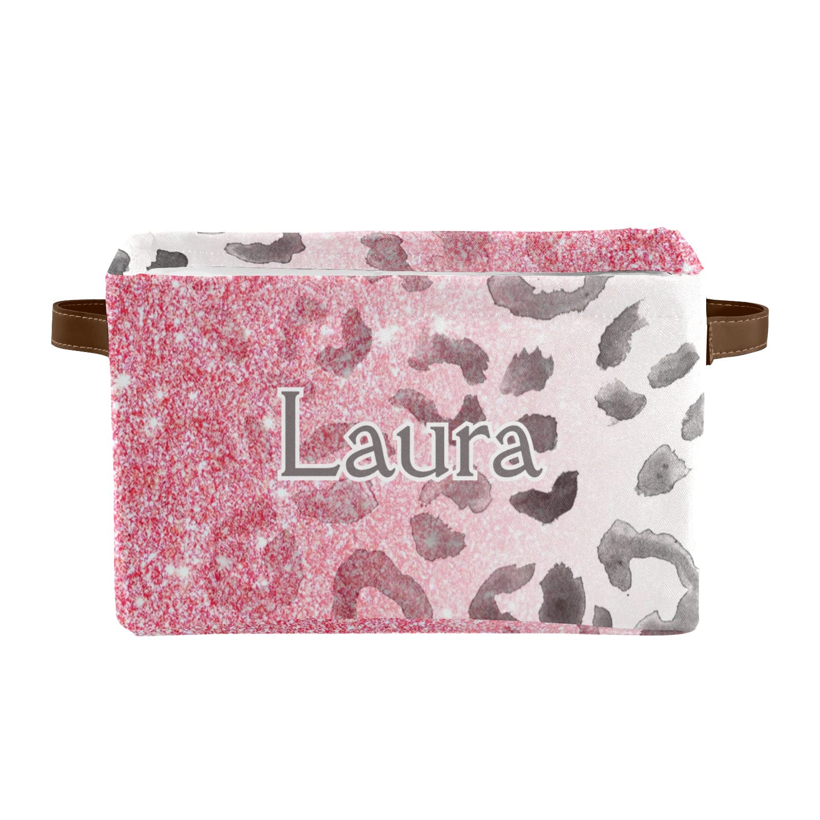 Personalized Pink Print Storage Baskets with Handles - Custom Name Family & Dog Cloth Bins, 4-Pack - Perfect for Nursery Organization, Pet Toy Storage & Home Decor