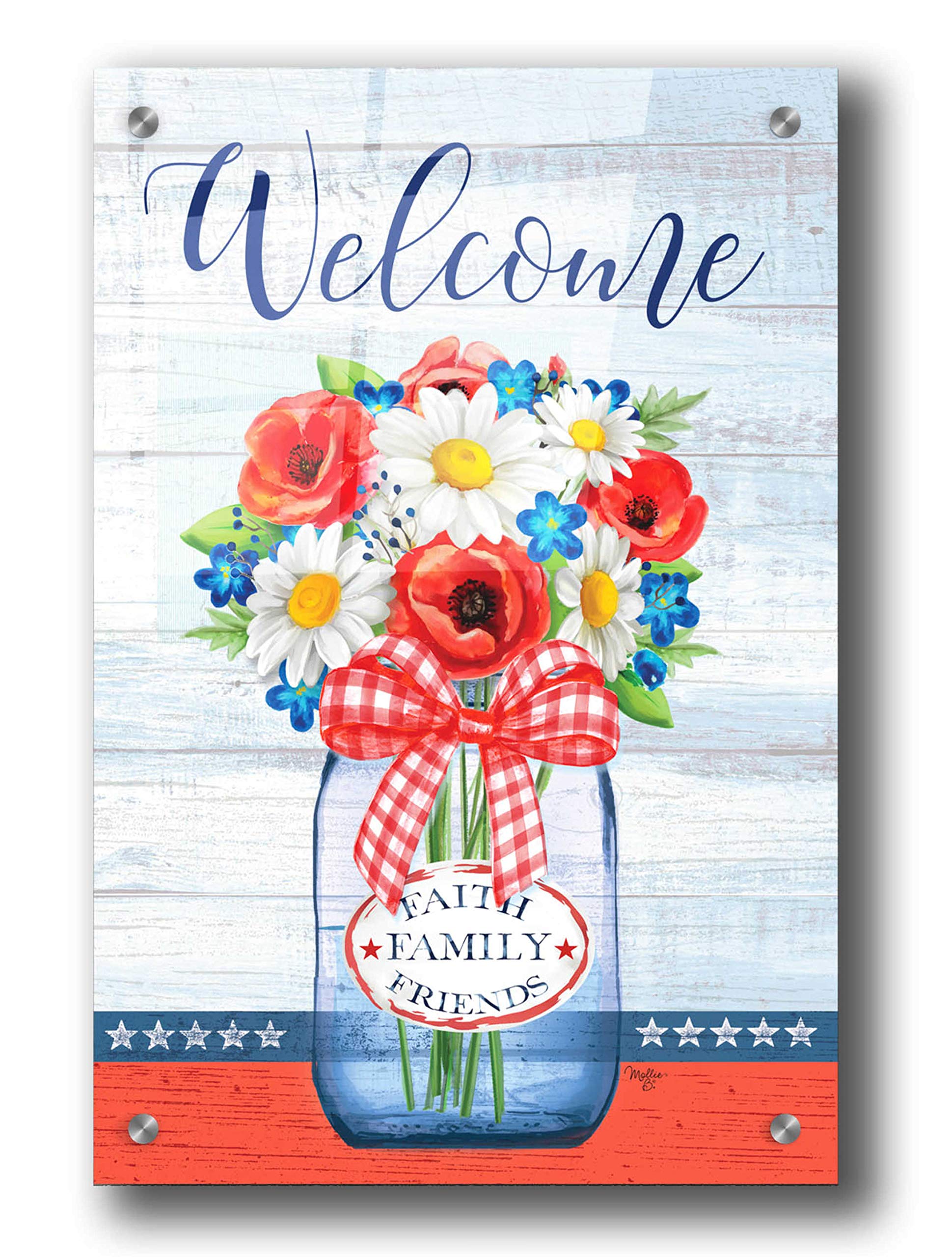 Epic Patriotic Glass Jar Wall Art by Mollie B - 24x36 Inch Acrylic Glass Painting - Perfect for Living Room, Office & Home Decor