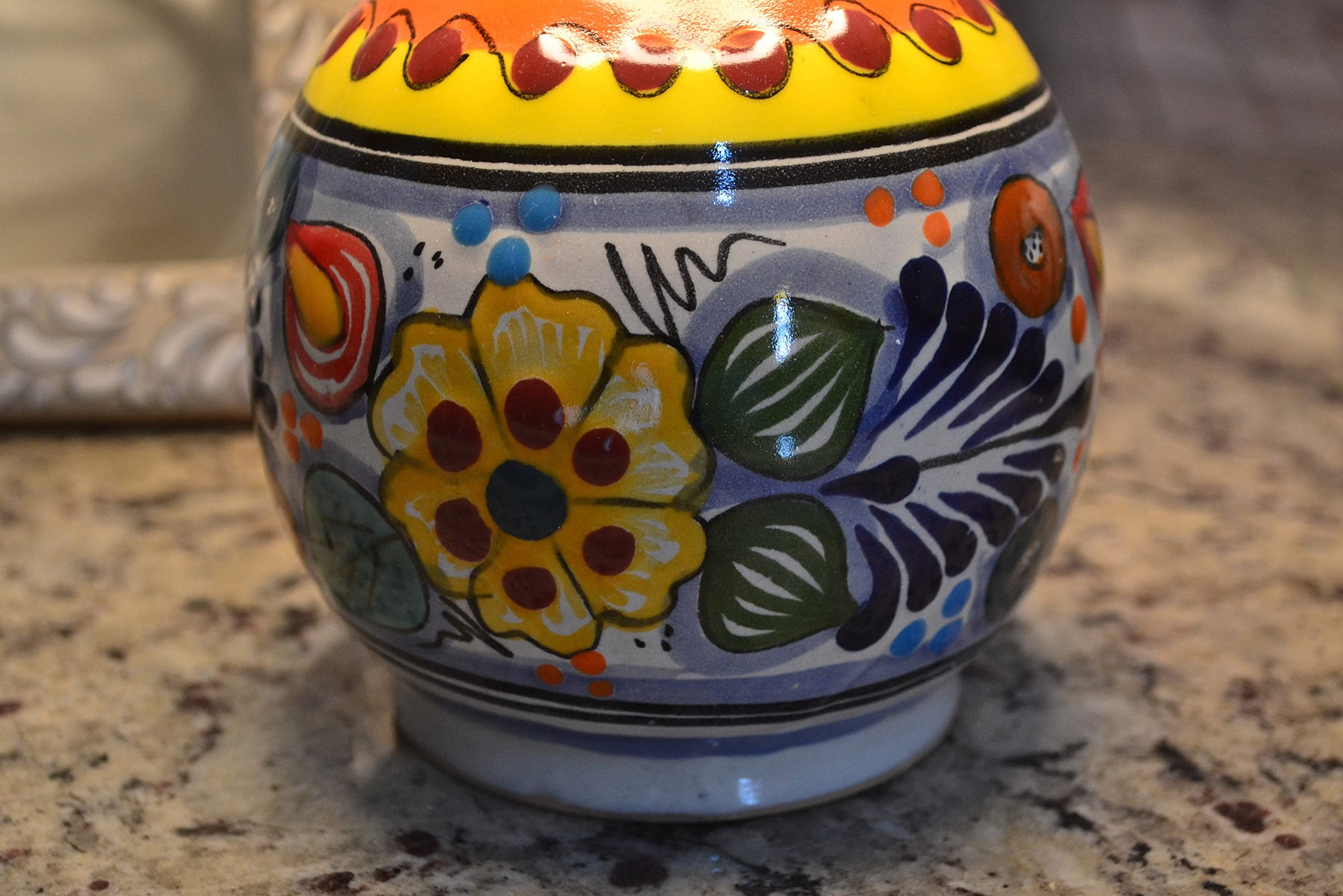 Handmade Talavera Ceramic Bedside Lamp - Mexican Style Table Lamp with Pitcher Design, Decorative Vase Lamp for Home & Office (CM256) | Perfect for Bedroom Nightstand, Living Room Accent, or Office Decor