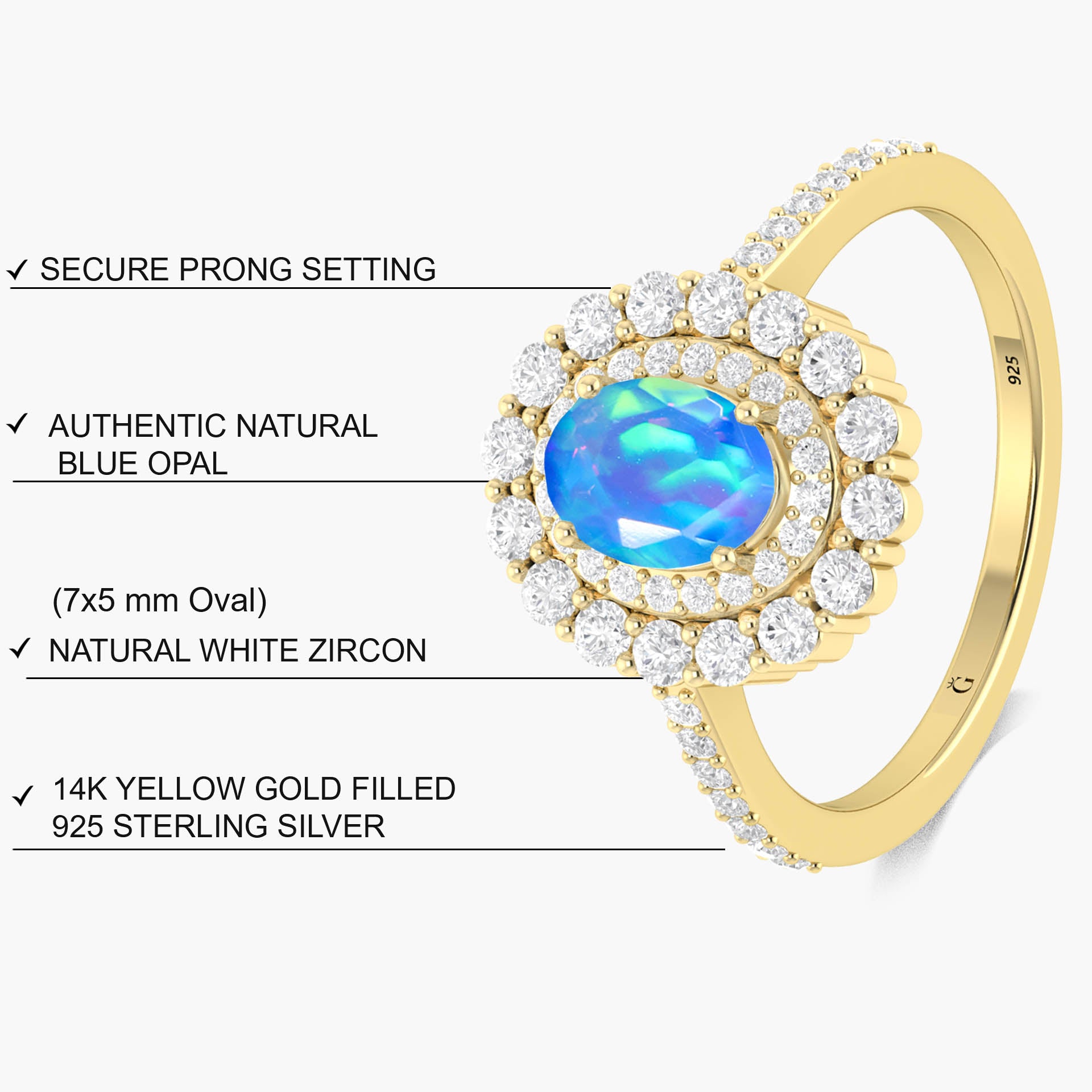 Exquisite Blue Fire Opal & Cubic Zirconia Engagement Ring for Women – Perfect for Proposals, Weddings & Anniversary Gifts