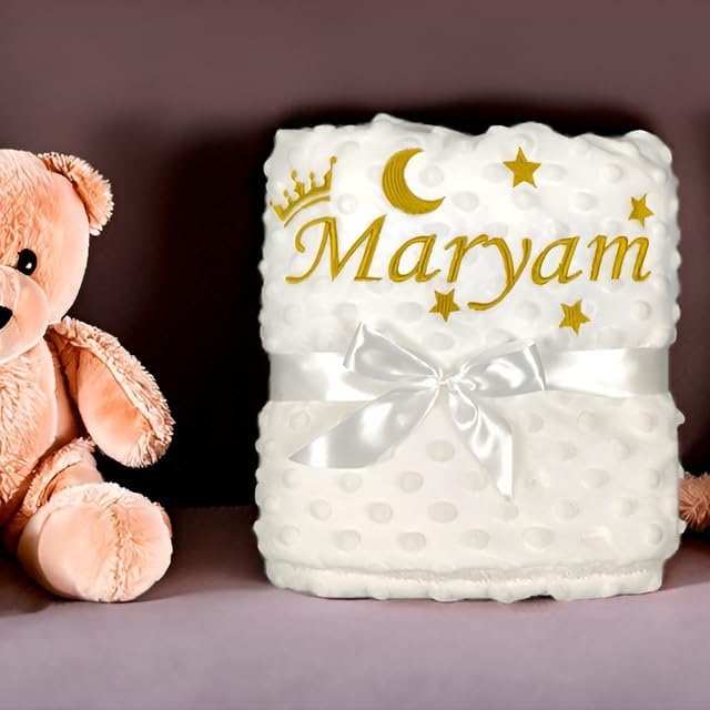 Custom Personalized Baby Blankets for Girls & Boys - Soft Sherpa Nursery Blanket with Name (27x35 Inch) | Unisex Newborn Gift, Toddler Crib Essential | Perfect for Christenings, Baby Showers & Nursery Decor
