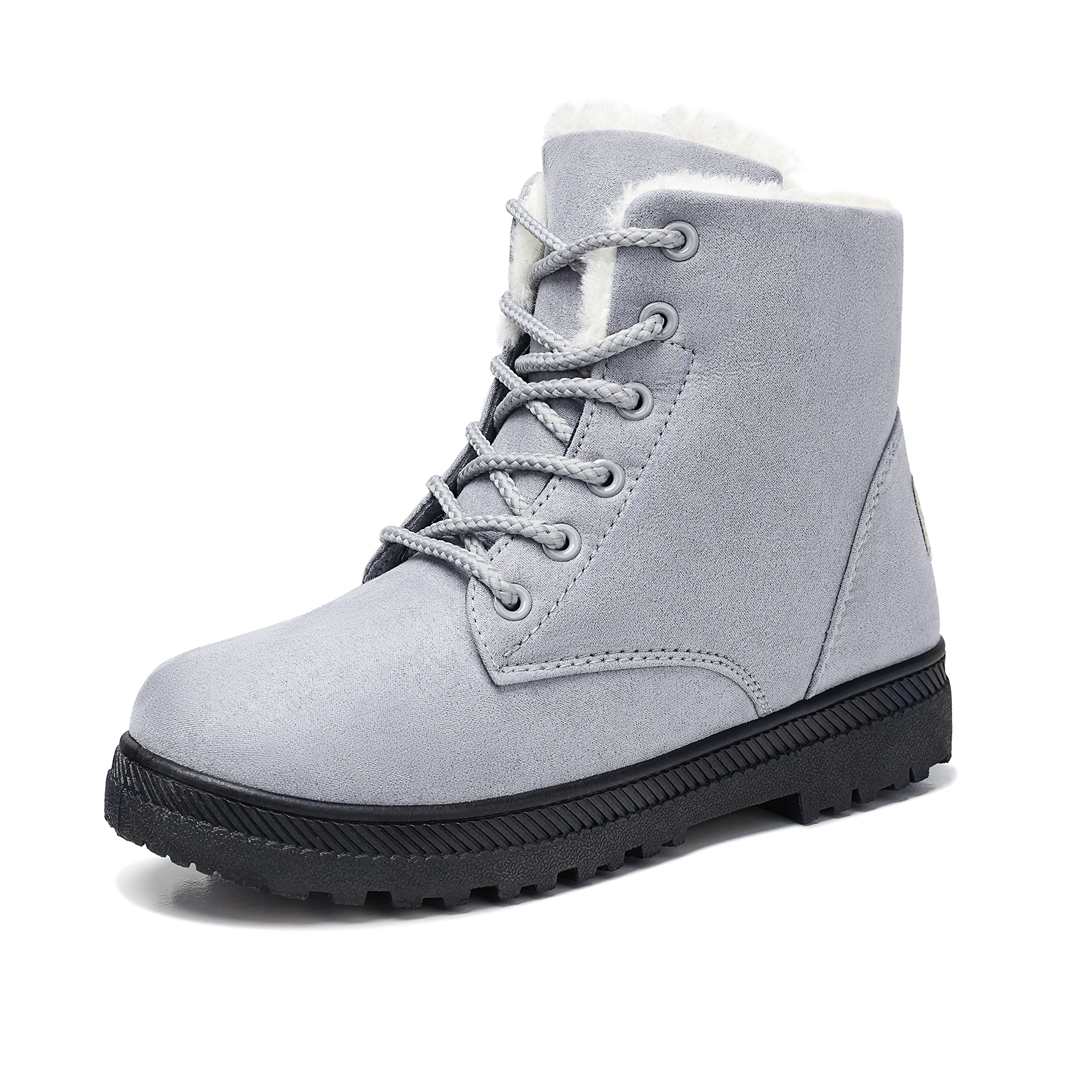 SHIBEVER Women's Winter Snow Boots - Warm Fur Lined Ankle Boots with Suede Upper & Comfortable Lace-Up Design | Cute Flat Shoes for Snowy Days, Outdoor Activities & Casual Winter Wear