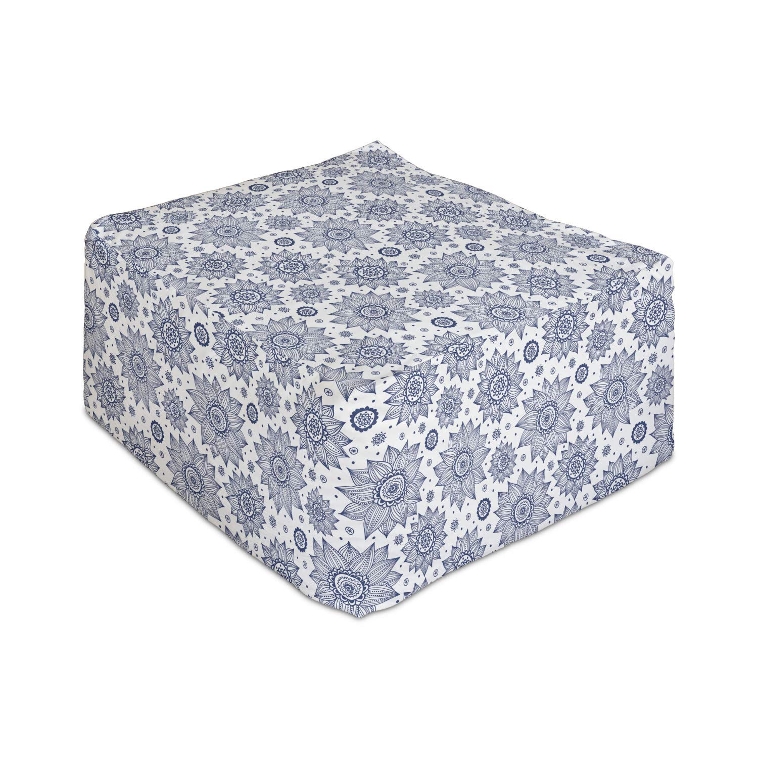 Ambesonne Floral Rectangle Pouf Ottoman - 25
