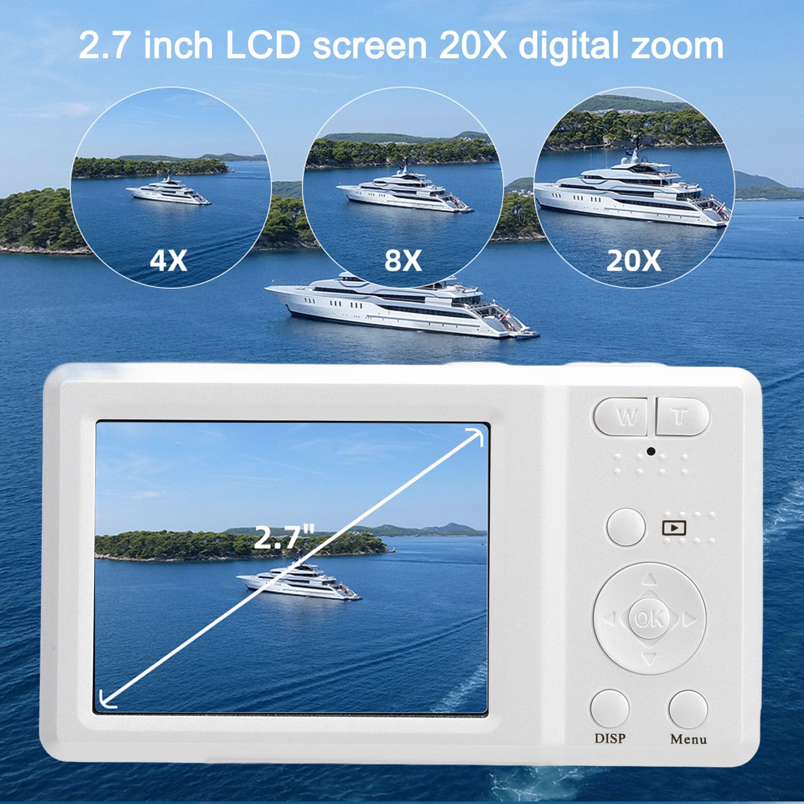 4K UHD 56MP Digital Camera with 20X Zoom - 1080P Vlogging Camera for YouTube, Portable Compact Point and Shoot Camera for Teens & Adults Beginners - Perfect for Travel, Blogging and Family Events