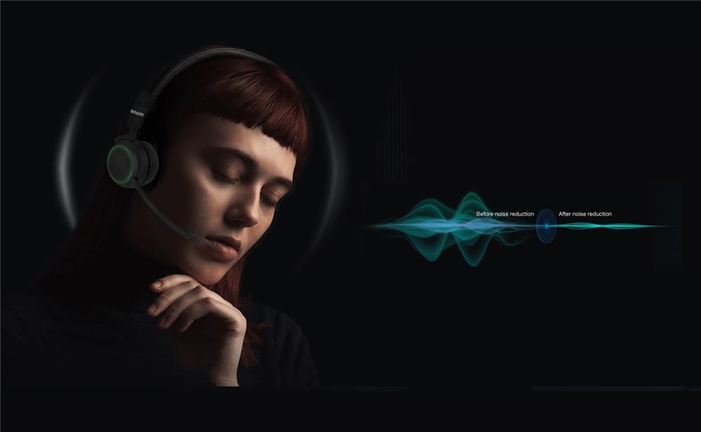 Snom A330D Wired Over-Ear Headset with Microphone - Noise Cancelling Gaming Headphones with Detachable Cable for PC, Office, and Online Meetings | Model 00004597