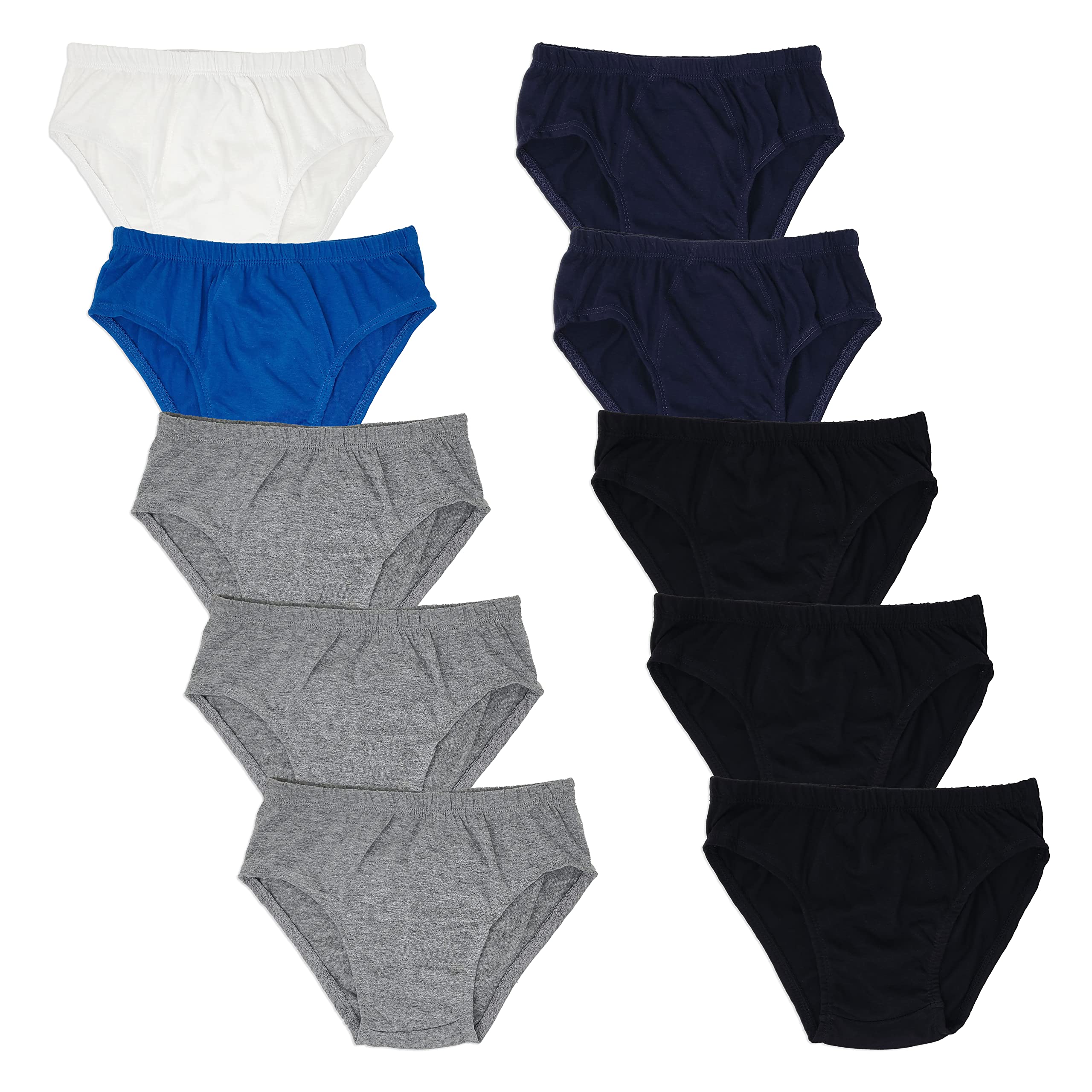 Andrew Scott Boys' 10-Pack Cotton Briefs - Soft Sport Underwear for Active Kids
