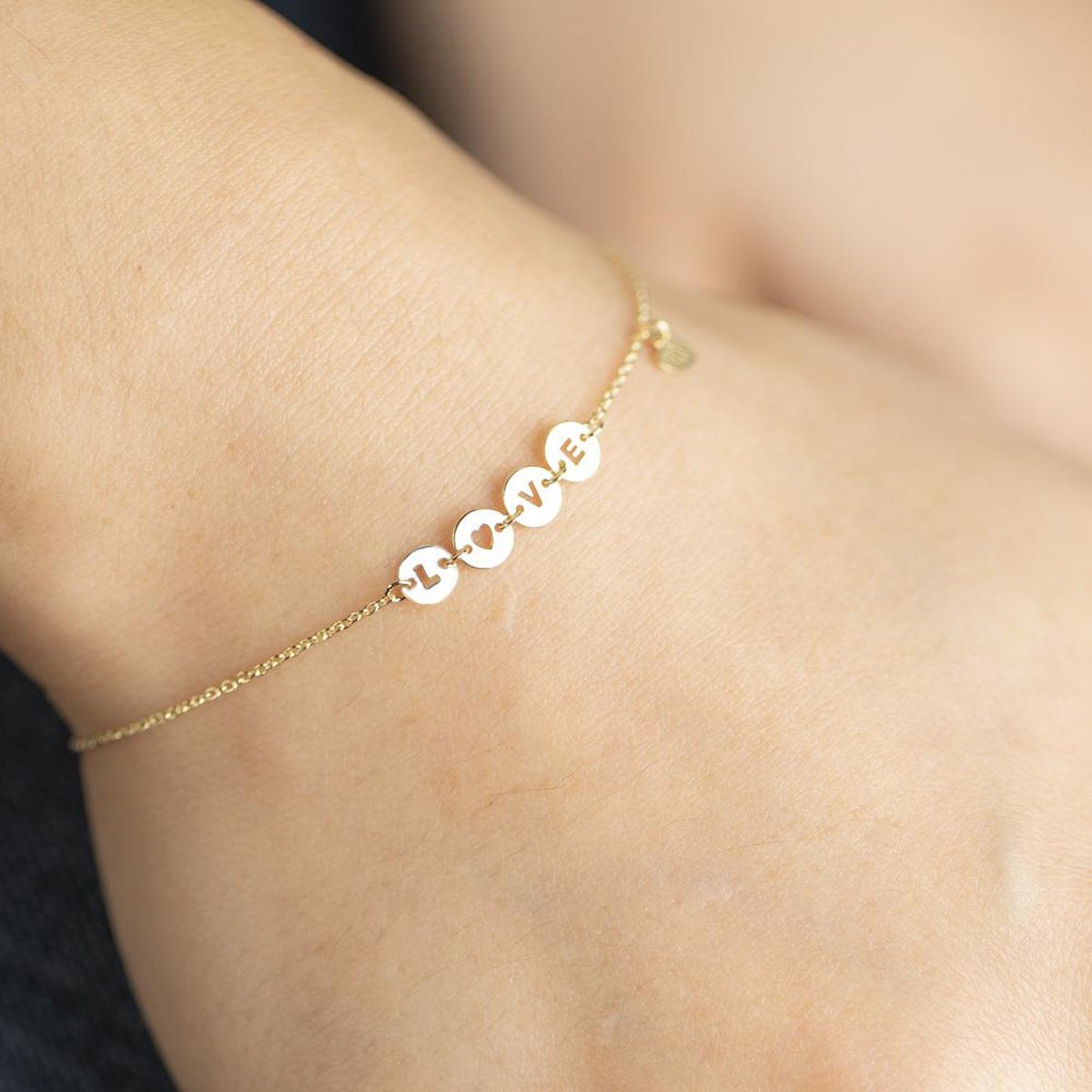 10K Solid Yellow Gold Love Disc Chain Bracelet for Women - Perfect Gift for Anniversary, Valentine's Day & Everyday Elegance