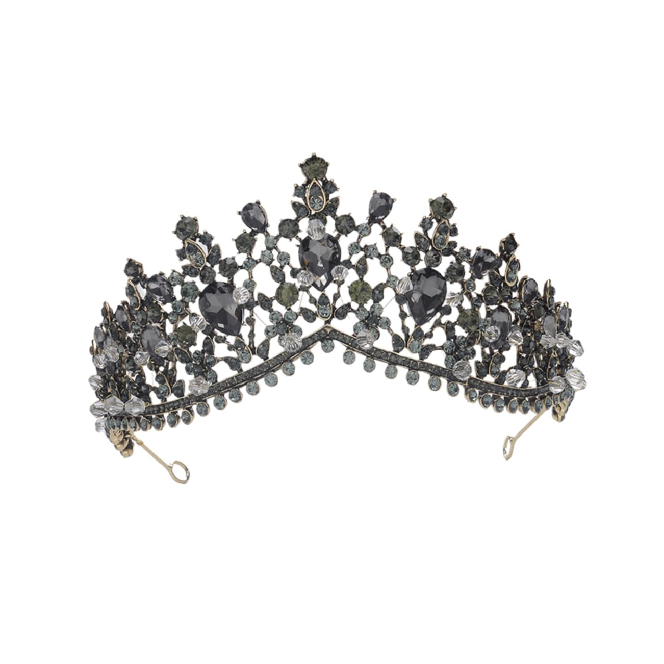 Minkissy Black Rhinestone Tiara Headband for Women - Crystal Queen Bridal Wedding Headpiece, Luxury Hair Accessory for Bride, Prom, Pageant, and Special Occasions