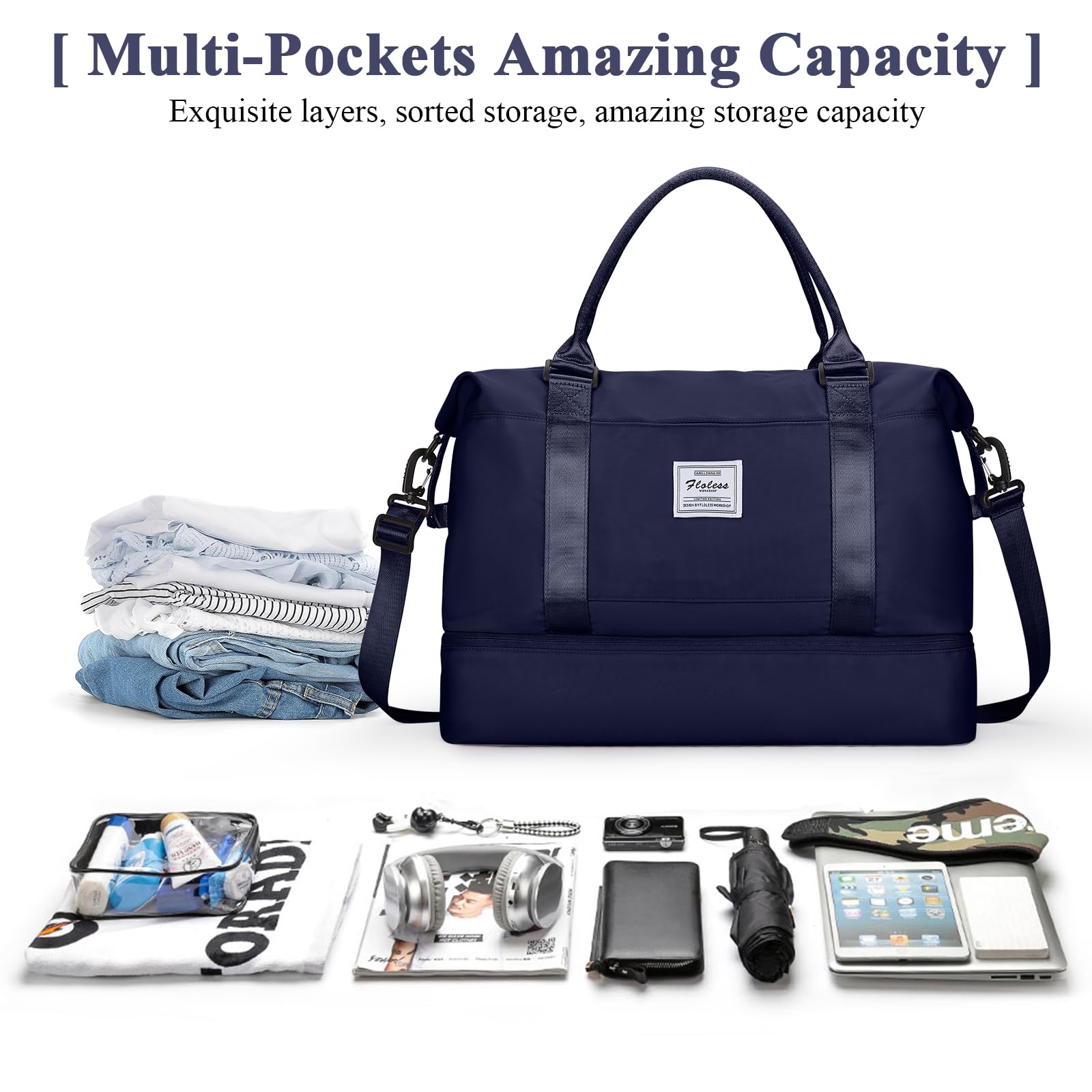 Best Travel Duffel Bag with Shoe Compartment - Women's Weekender Overnight Bag for Gym, Work & Airplane Carry-On | Perfect for Business Trips & Weekend Getaways