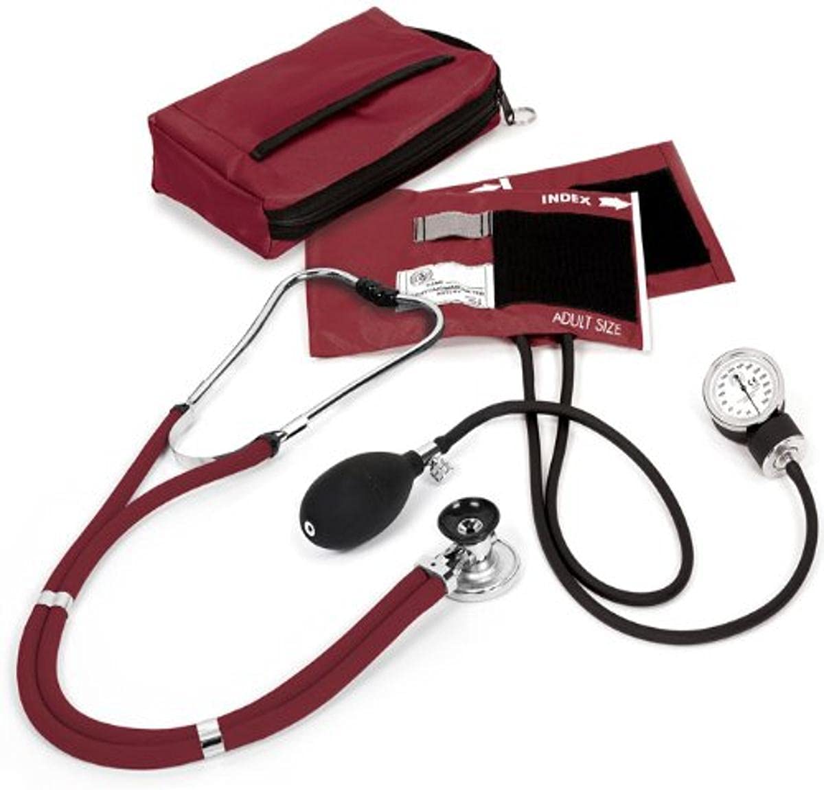 Prestige Medical Aneroid Sphygmomanometer with Rappaport Stethoscope Kit - Burgundy | Professional Blood Pressure Monitor for Home & Clinic Use