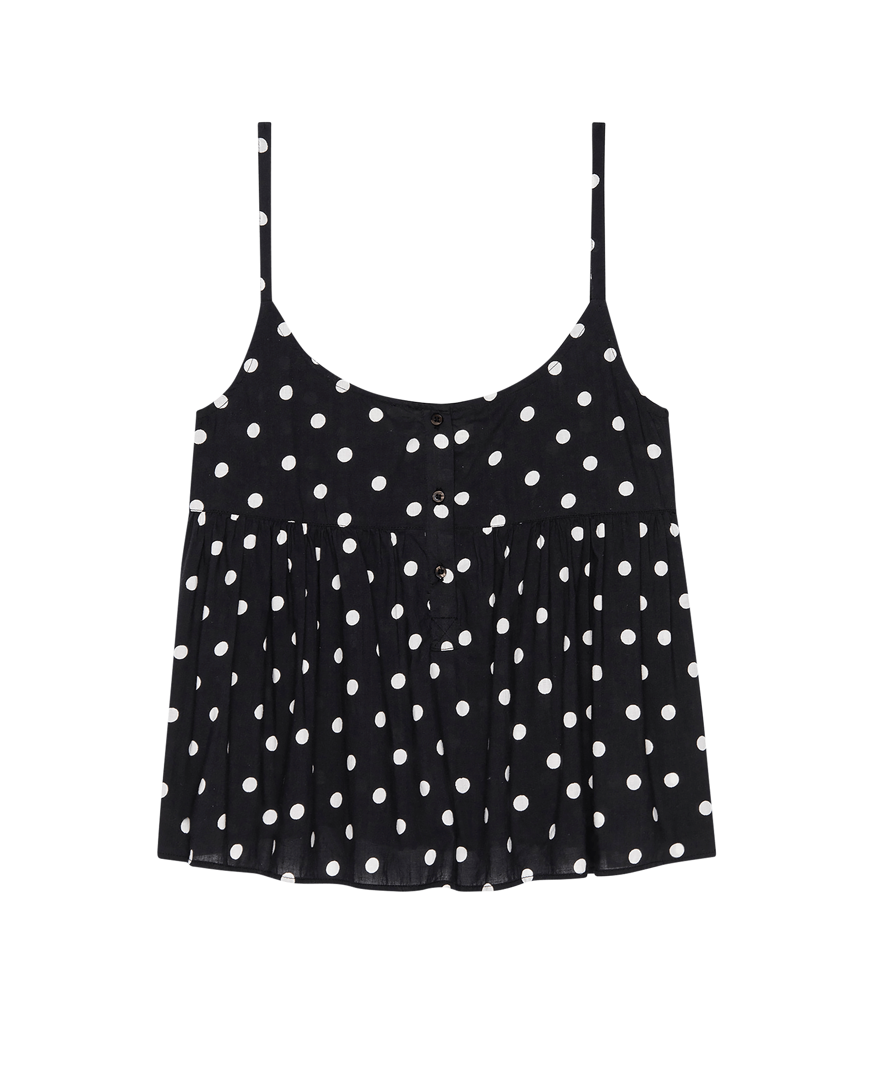 Black Polka Dot Nighttime Cami - Soft Sleepwear for Women, Comfortable Loungewear for Relaxing at Home or Overnight Stays