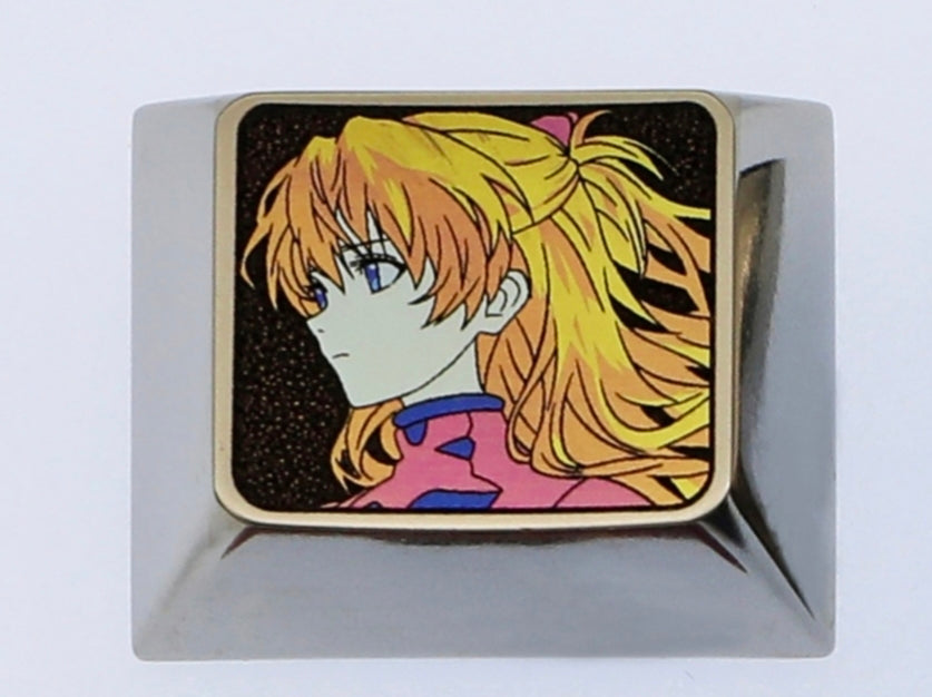 Colorful Titanium Alloy Anime Keycaps - EVA, Asuka Langley Soryu & Ayanami Rei 1.25U Custom Mechanical Keyboard Keycaps for Gaming PC Setup