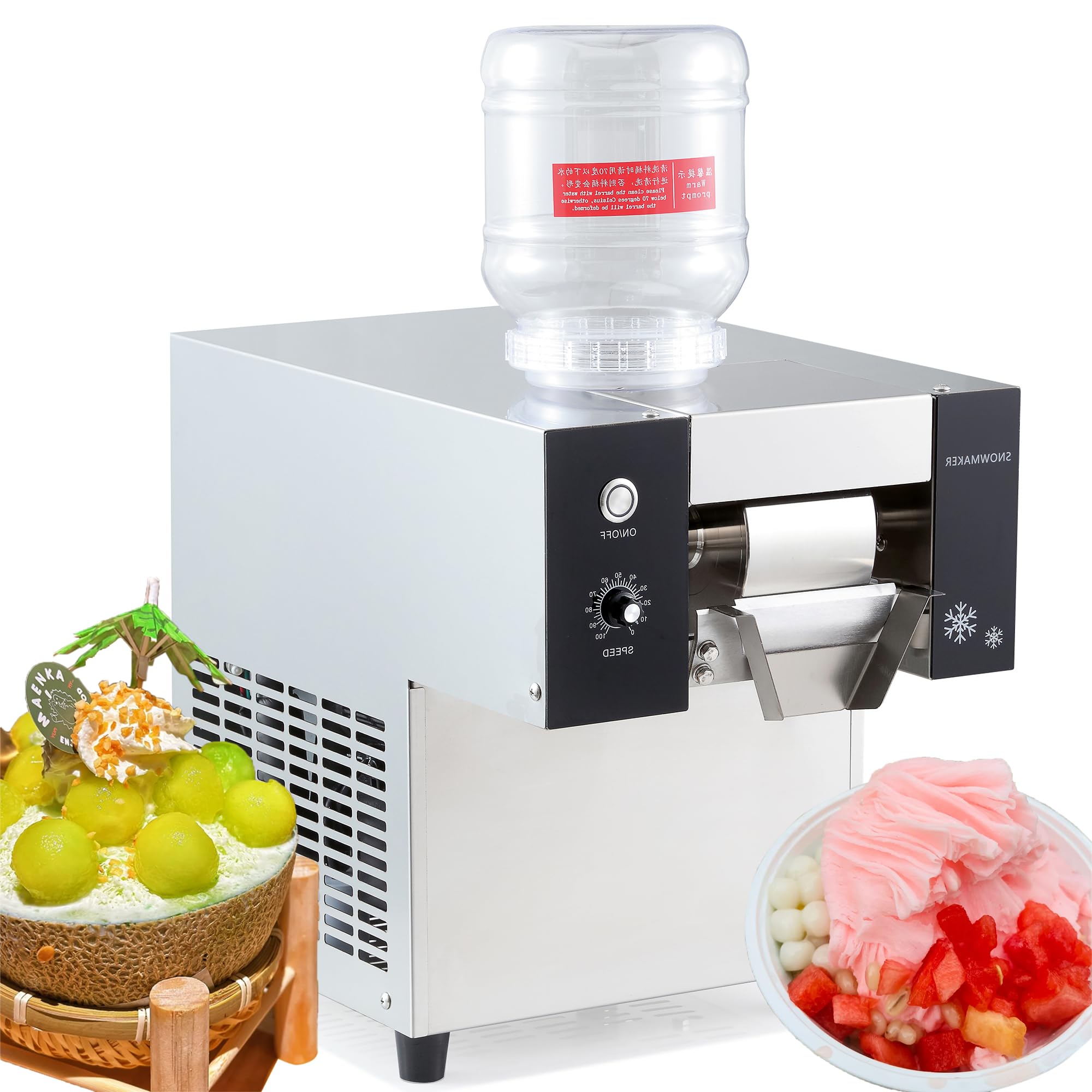 Commercial Ice Shaver Machine 80kg/24H - Stainless Steel Snowflake Ice Maker for Korean Shaved Ice, Snow Cones & Desserts | Perfect for Bars, Ice Cream Shops & Cafes | Party, Catering & Business Use