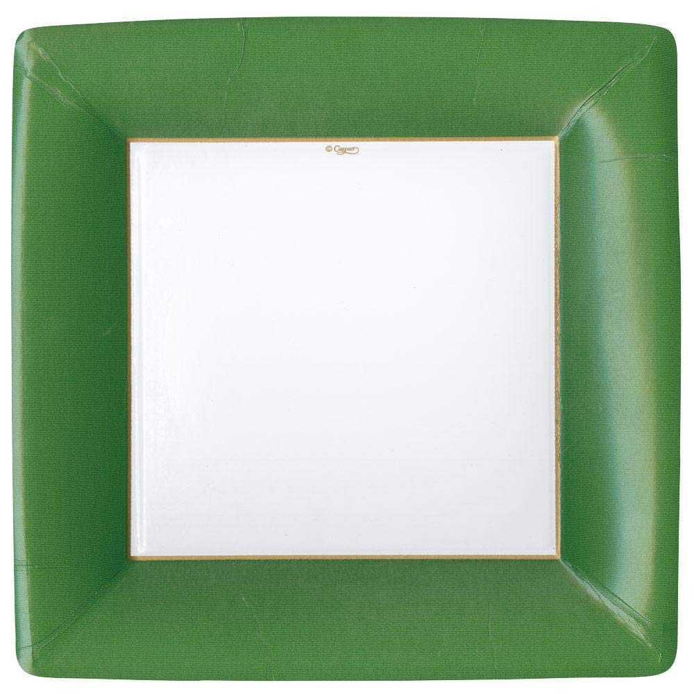 Premium Grosgrain Paper Dinner Plates - Elegant Hunter Green - Set of 8 Disposable Plates for Parties, Weddings & Holiday Gatherings