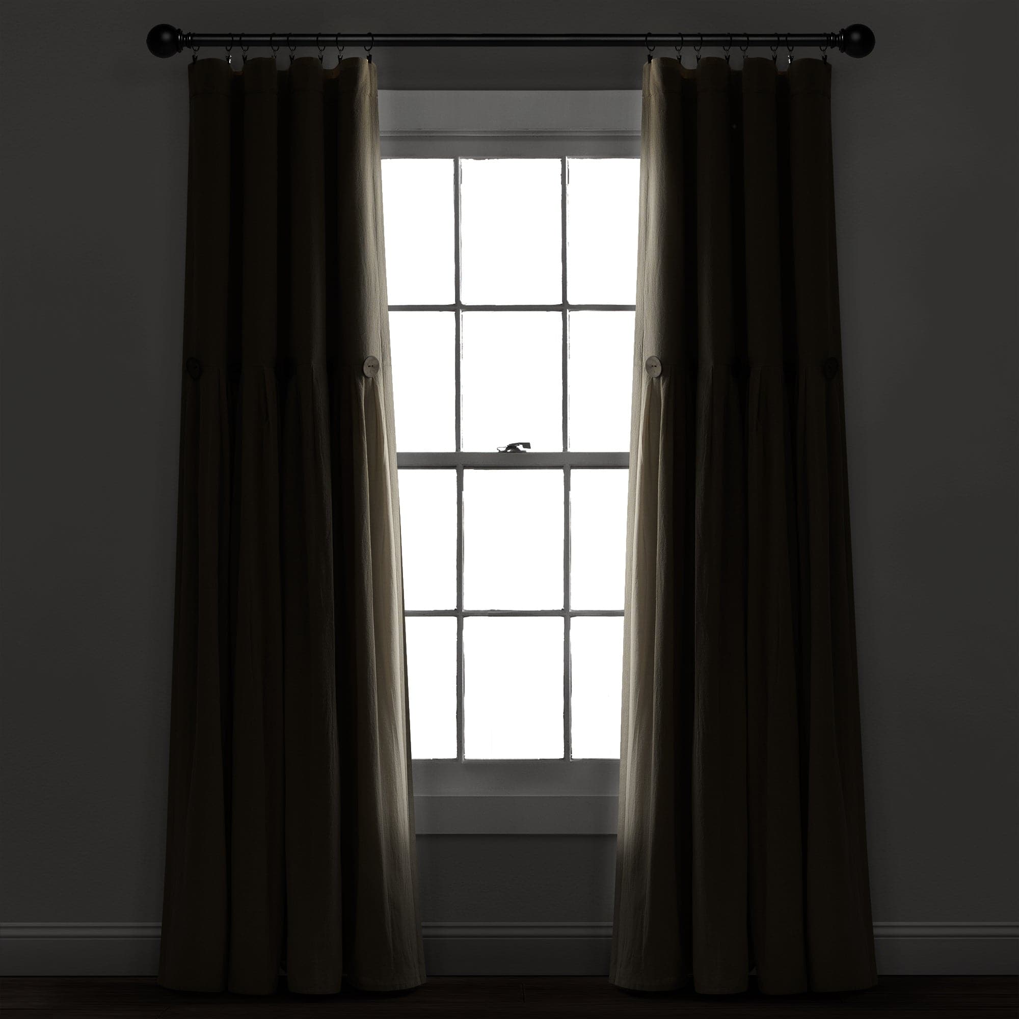 Blackout Linen Curtain Panels with Button Lining - 100% Light Blocking Window Drapes for Bedroom & Living Room Privacy & Sleep