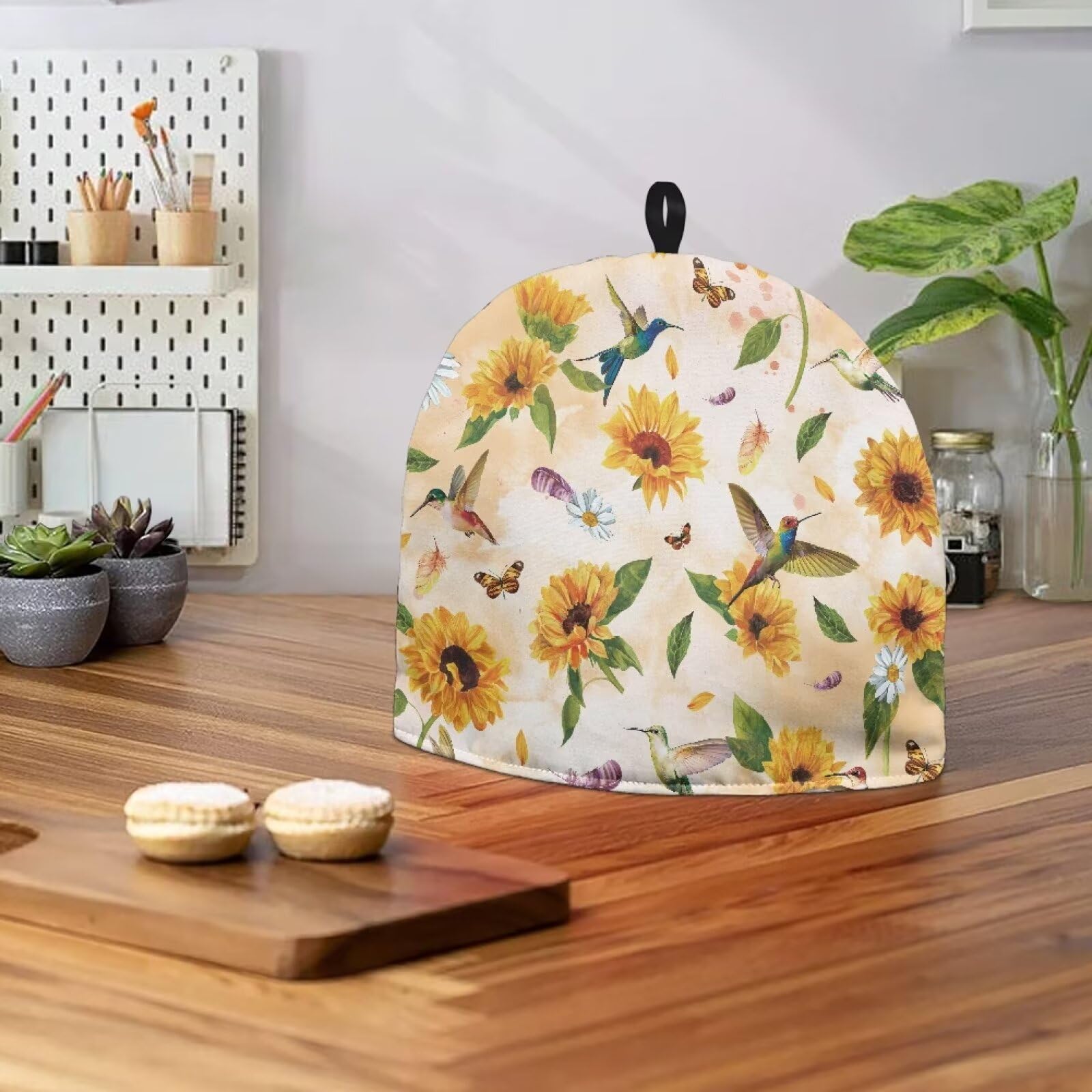 Insulated Hummingbird Tea Pot Cover - Daisy Floral Tea Cozy for Kitchen, Easy to Clean & Portable Kettle Warmer | Perfect for Home Breakfast, Vacation & Decorative Kitchen Accessories