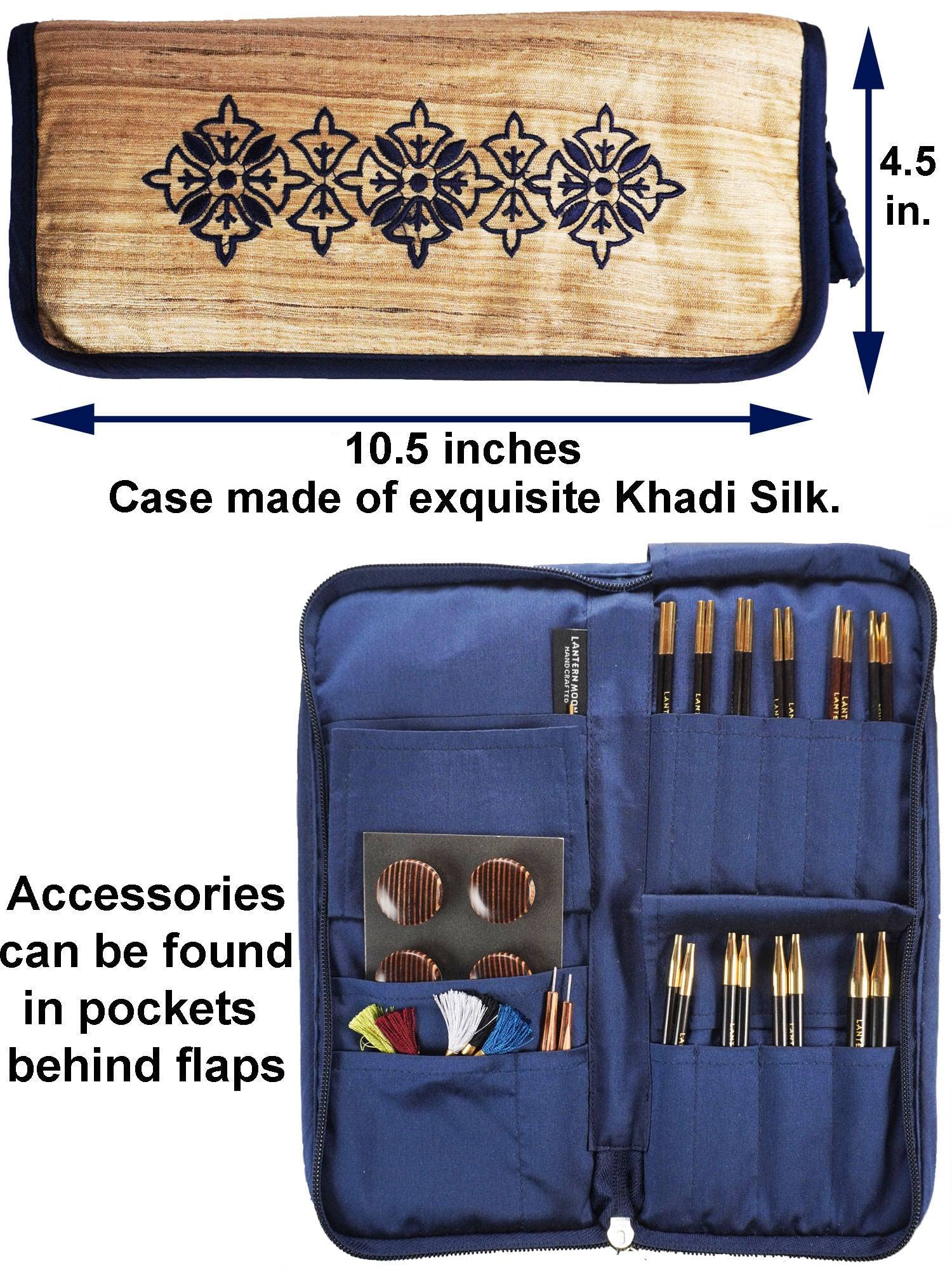 Premium Lantern Moon 5-Inch 10-Pair Interchangeable Circular Knitting Needle Set - Handcrafted Ebony Wood (US Sizes 2.5-11) with Silk Case, 3 Cords & 4 End Caps - Perfect for Knitting Sweaters, Socks & Scarves