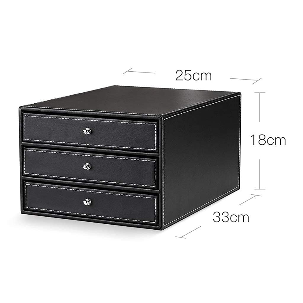 XBSXP 3-Layer Leather Desktop Organizer - A4 File Storage Box, Office Drawer Cabinet for Documents & Stationery - Perfect for Home Office, Study Desk & Workspace Organization (Brown)