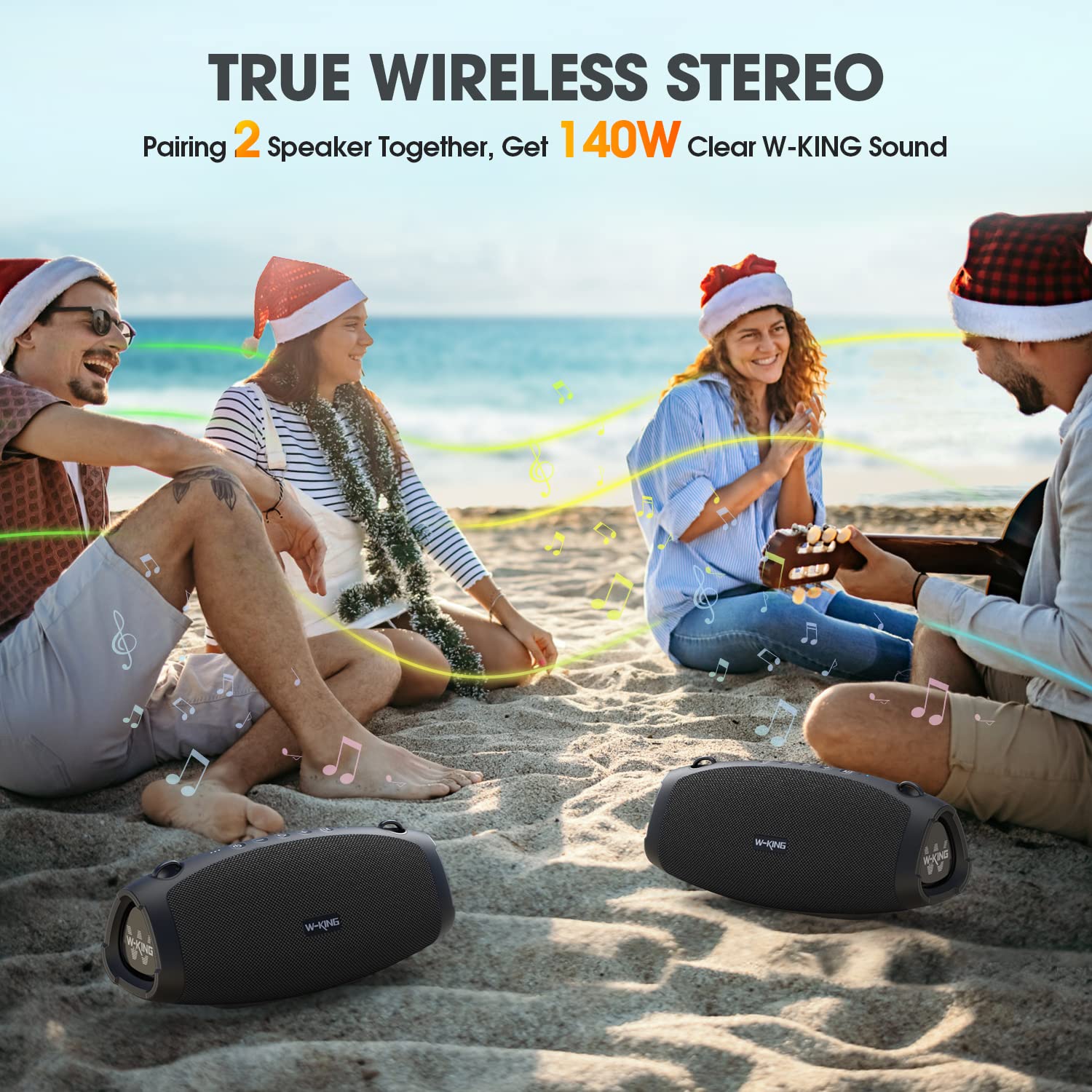 W-KING 120W Peak Bluetooth Speaker Wireless, 70W IPX6 Waterproof Outdoor Portable Speaker with Deep Bass, DSP, 42H Playtime, Power Bank, TF/AUX, EQ - Perfect for Parties, Beach, Camping & Outdoor Adventures