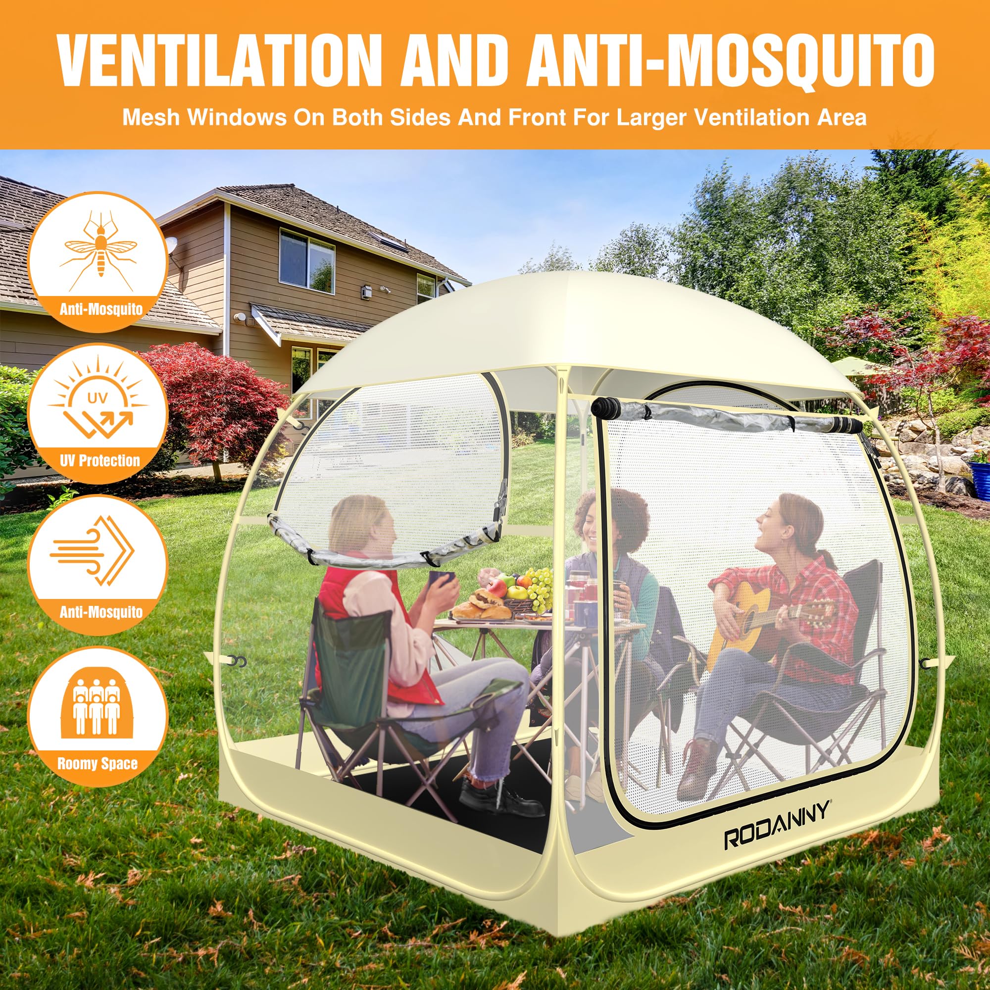 Instant Sports Tent - Waterproof Portable Shelter with Mesh Windows & Transparent Panels for Outdoor Events, Camping, Sports Viewing, Beach Picnics & Backyard Gatherings