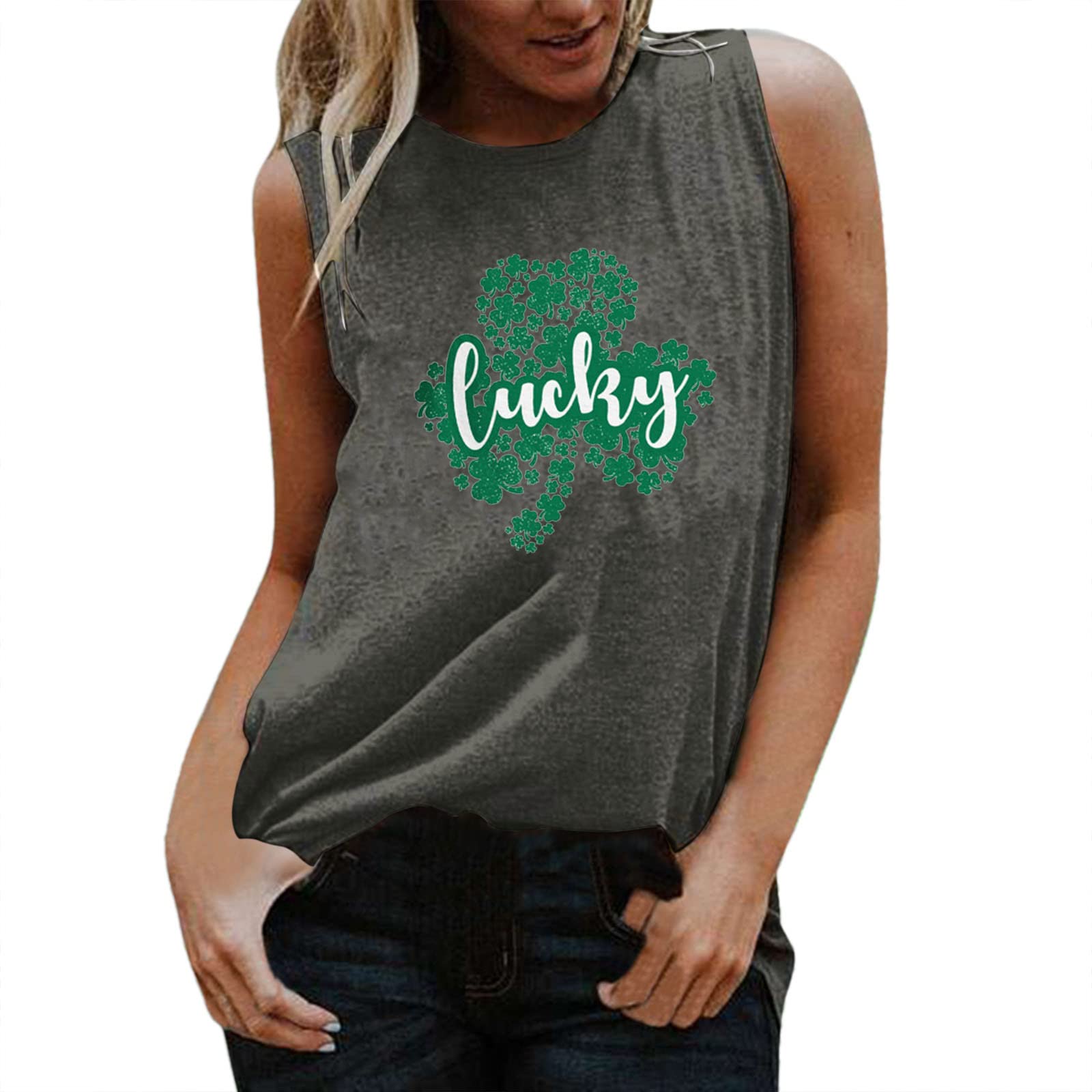 MKHSQHDG Women's St. Patrick's Day Graphic Tank Top - Summer Sleeveless Letter Print Tee Shirt | Perfect for Parties, Festivals & Casual Outfits