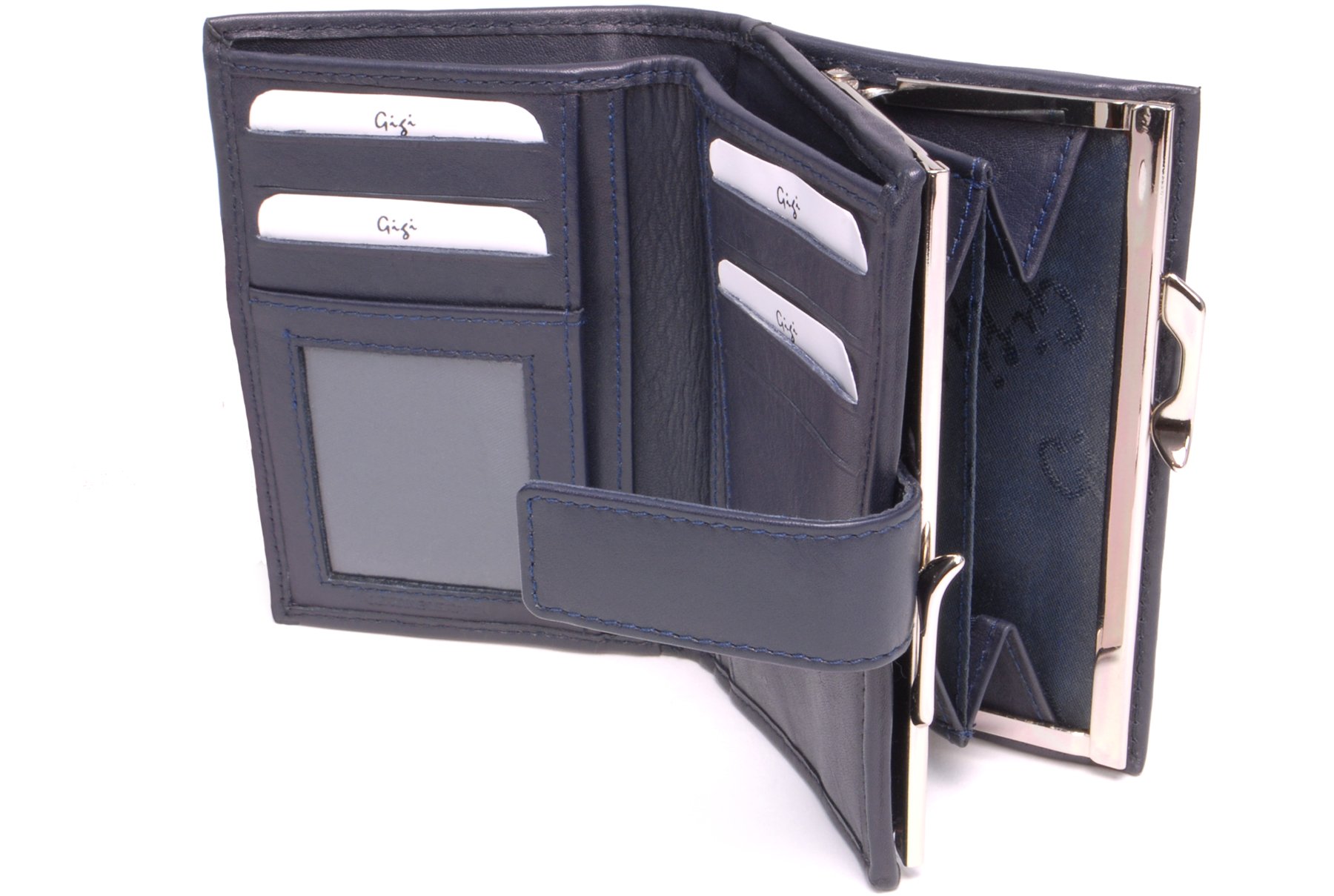 Gigi Women's Navy Blue Leather Wallet & Coin Purse - Medium Size Ladies Handbag with Gift Box (Othello 4244) - Perfect for Everyday Use, Travel & Gift Giving
