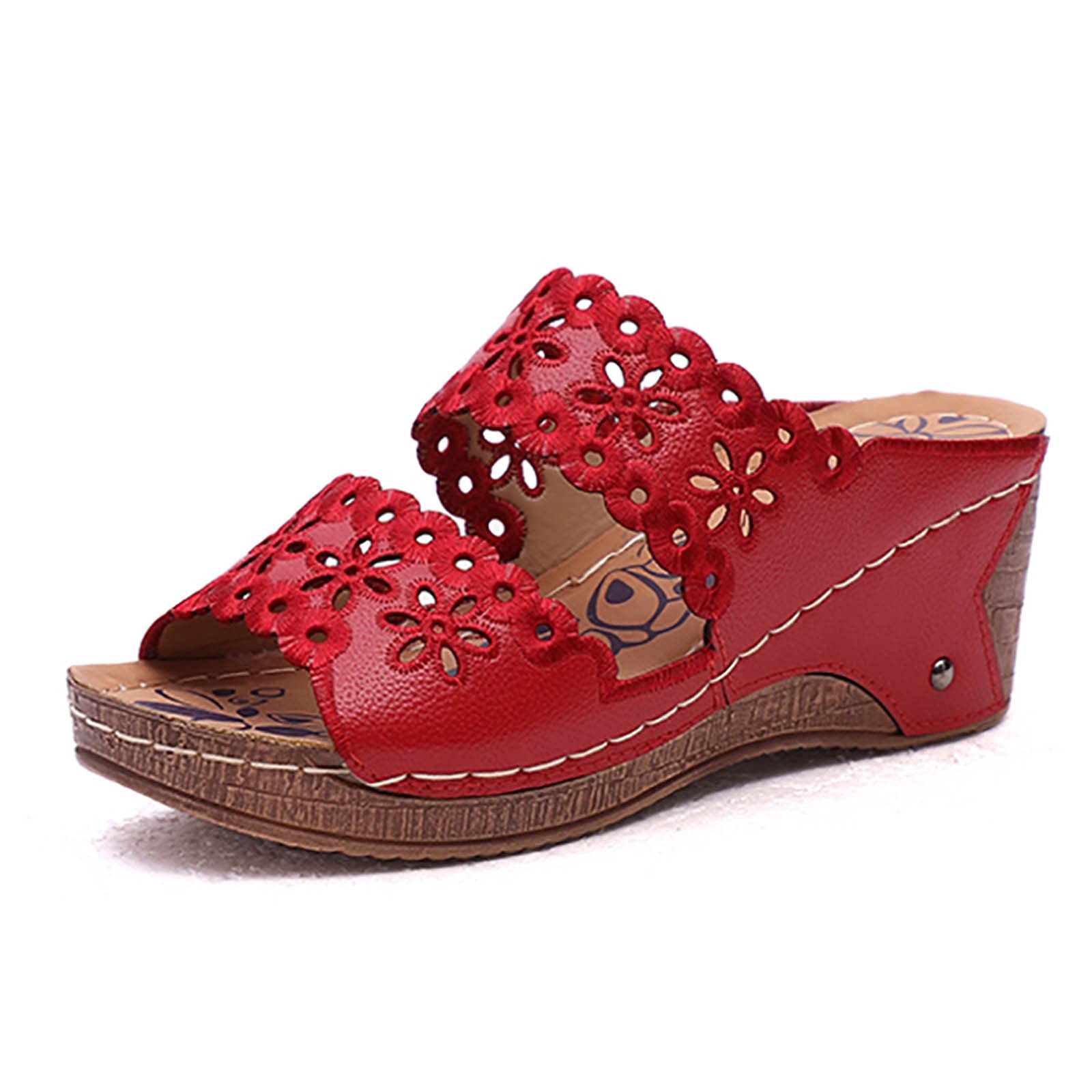 Stylish Women's Open Toe Hollow Out Wedge Sandals - Breathable Summer Slip-On Platform Shoes for Casual Outings, Beach Vacations & Everyday Wear