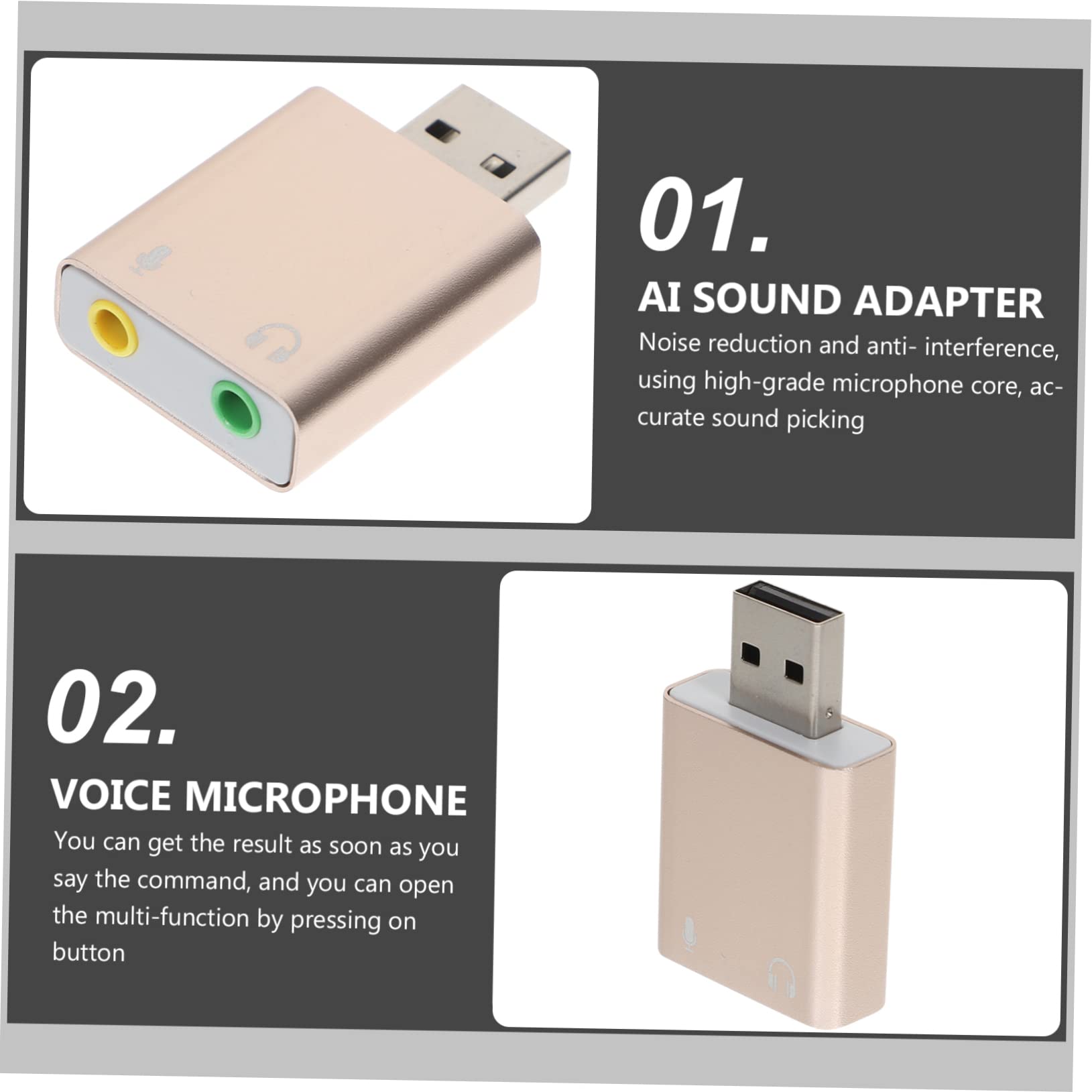 Parliky 4-Pack USB External Sound Card - Aux to USB Audio Adapter with Microphone Jack, USB to 3.5mm Audio Converter for Laptops & Computers - Aluminum Alloy Universal Bus Sound Effects Board for Gaming, Streaming & Conference Calls