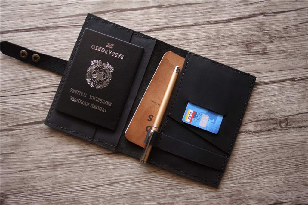 Personalized Leather Passport Holder for Men - RFID Blocking Travel Wallet - Perfect for Business Trips & Vacations