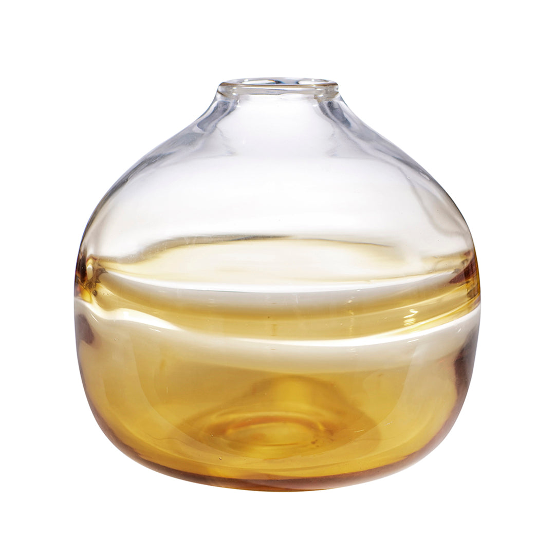 Elegant Amber Glass Vase - Handcrafted Decorative Flower Vase for Home Decor, Wedding Centerpieces & Boho Style Interior Design