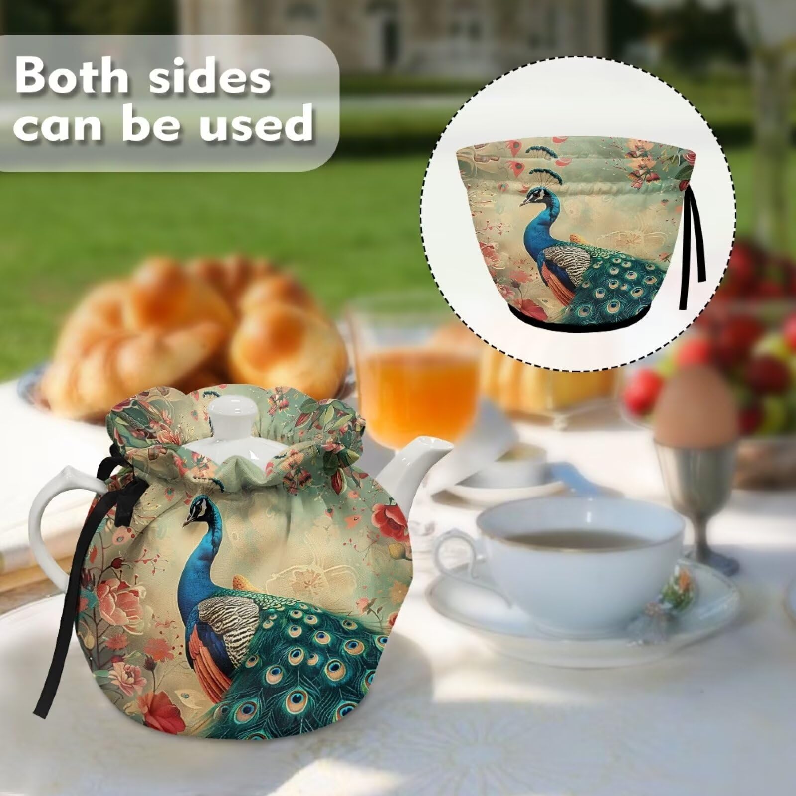 Peacock Tea Cozy for Teapot - Insulated Large Teapot Cover to Keep Tea Warm | Machine Washable Kitchen Accessory | Perfect for Home, Tea Parties & Table Decor | Ideal for Afternoon Tea, Hosting Guests & Cozy Kitchen Moments