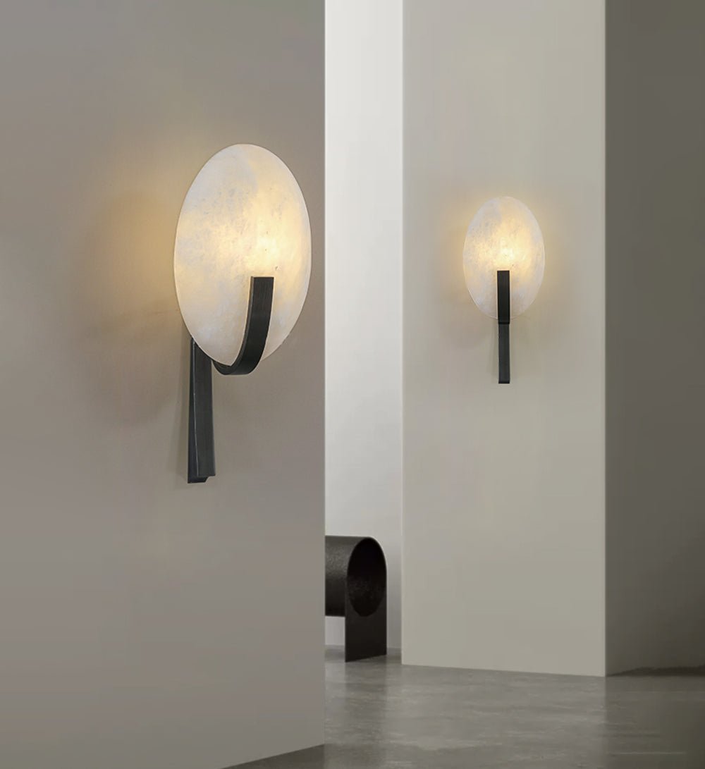 Alice Alabaster Plug-in Wall Lamp - Elegant Plug-in Sconce for Bedroom, Living Room & Hallway Lighting - Perfect for Ambient and Accent Lighting