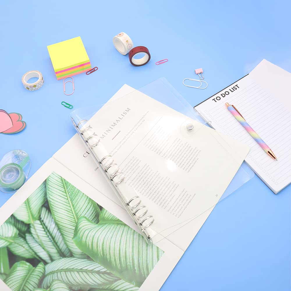 B5 Clear Soft PVC 9-Ring Binder with Snap Button Closure - 20mm Round Ring for Loose Leaf, Journal, Planner & Photo Albums - School & Office Supplies (B5-9 Holes, 206x275mm) - Organize Documents, Notes & Craft Projects - Perfect for Students, Teachers & Professionals - Great for Classrooms, Home Offices & Creative Projects