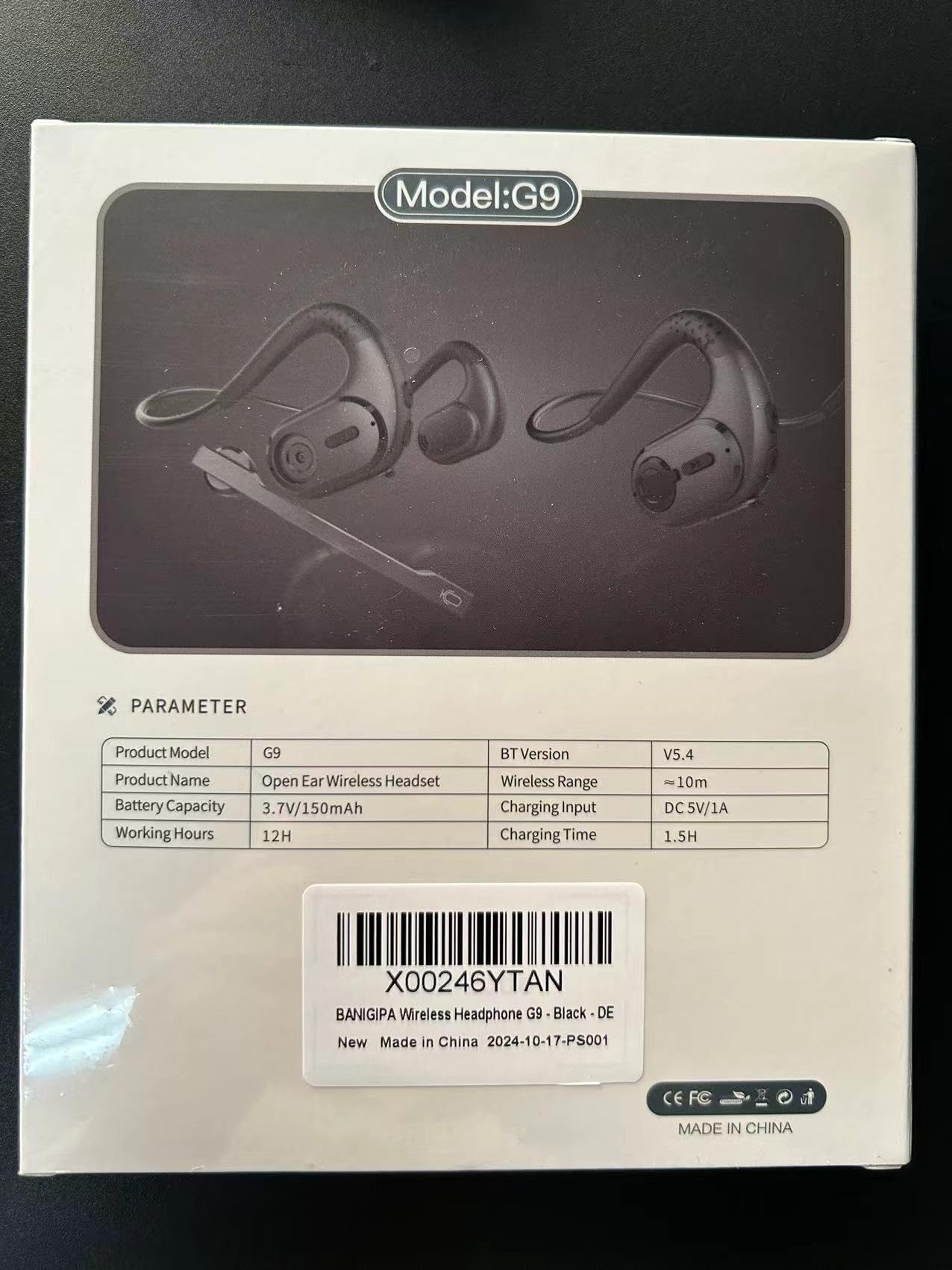 BANIGIPA Bluetooth Headset with Detachable Mic - Wireless Noise Cancelling Headphones for Phone, Laptop, PC - Open Ear Design for Office Meetings, Running, Cycling, Driving & Work - 12 Hour Battery Life - Perfect for Remote Work, Gym, Travel & Online Classes