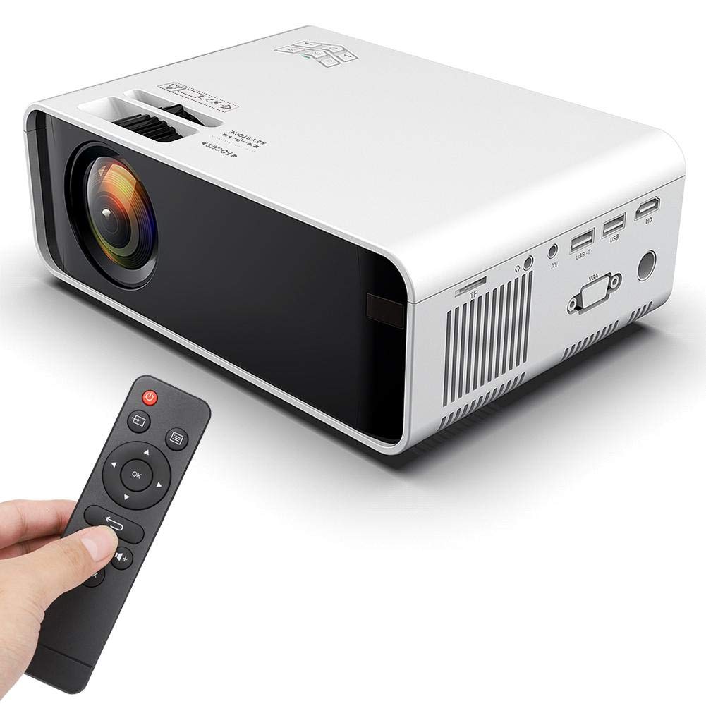 ASHATA Mini LED Projector - Portable HD 1080P 3D Video Projector with Built-in Speaker, HDMI/USB/VGA/AV Inputs, 100-240V for Home Theater, Outdoor Movies & Gaming (White)