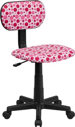 Stylish Pink Dot Printed Ergonomic Computer Chair for Home Office, Gaming & Study - Comfortable Desk Chair with Lumbar Support