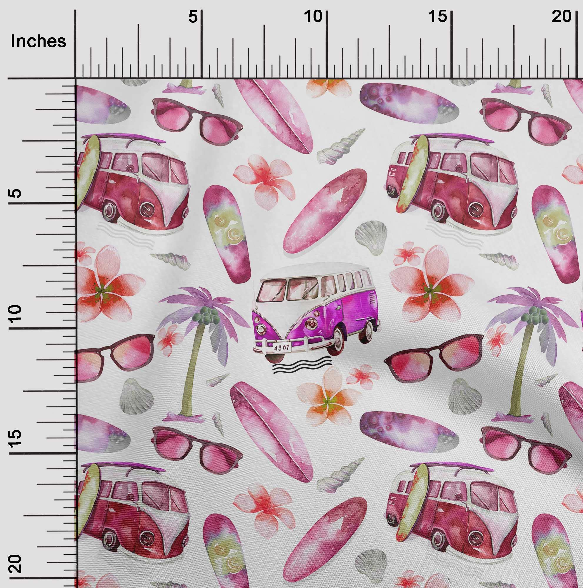 oneOone Rayon Purple Tropical Hawaii Print Fabric - 56 Inch Wide by The Yard for DIY Clothing & Sewing Projects | Perfect for Hawaiian Shirts, Dresses, and Summer Fashion